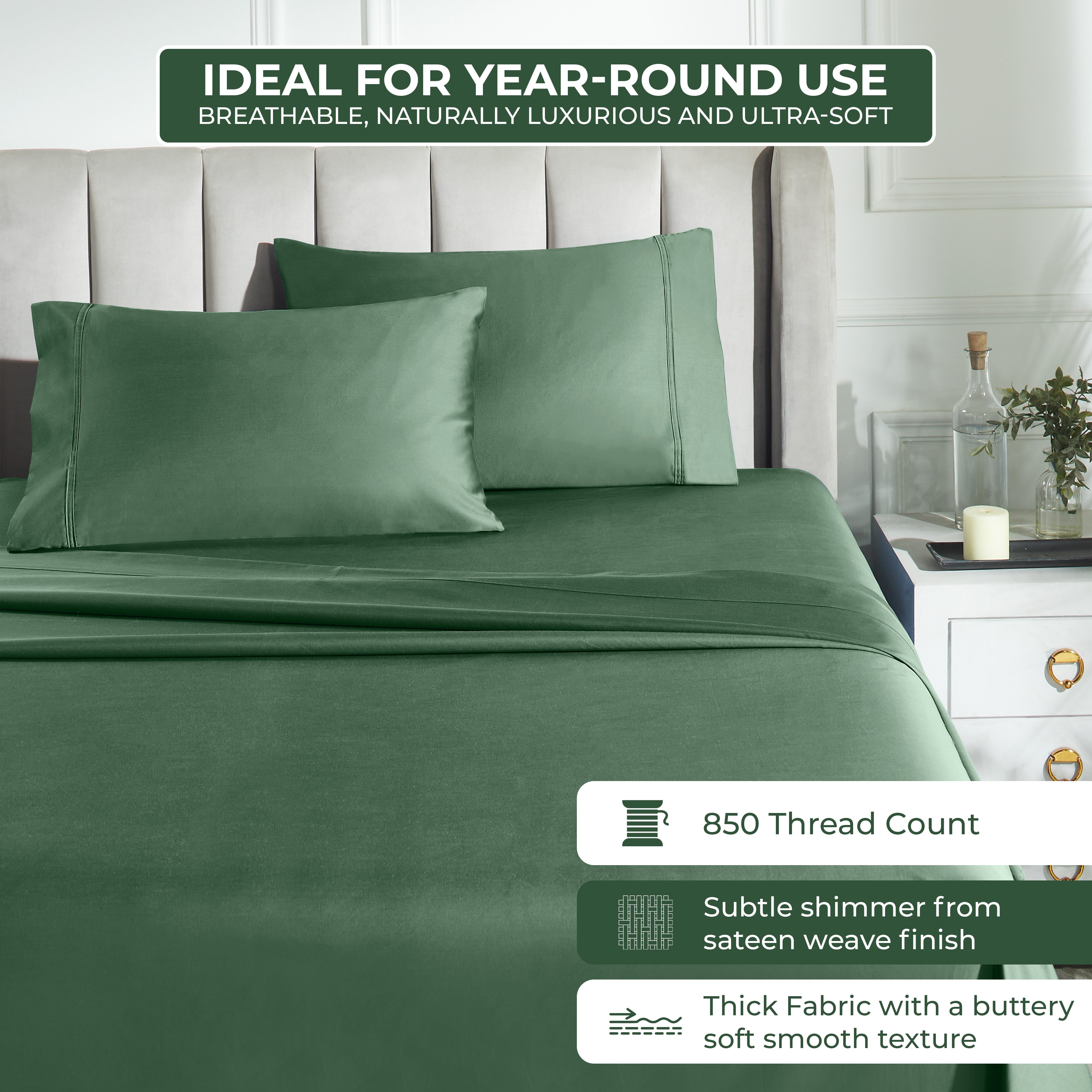 850 Thread Count Cotton Solid Bed Sheet Set - Omnigoodsstore
