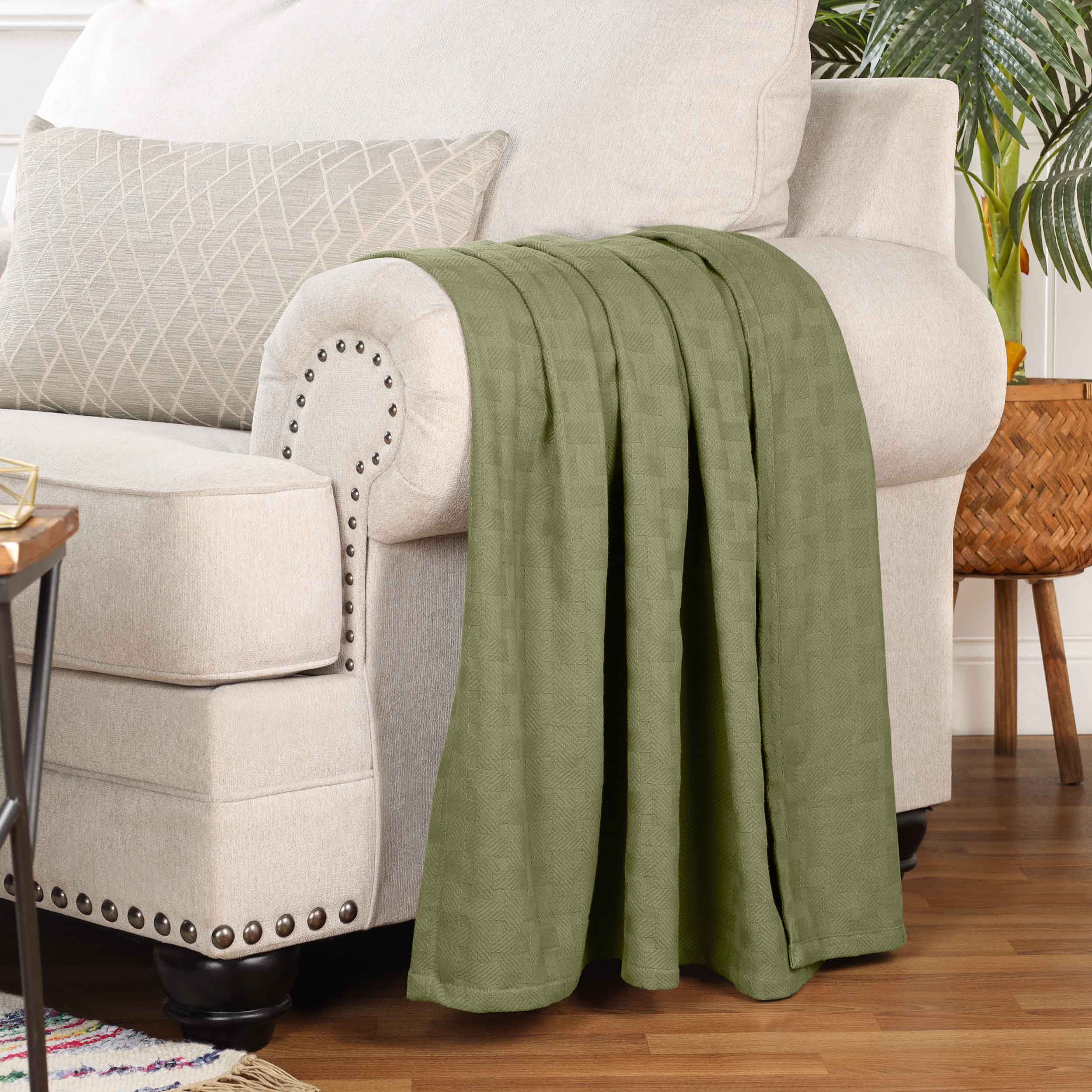 Basketweave All Season Cotton Bed Blanket & Sofa Throw - Omnigoodsstore