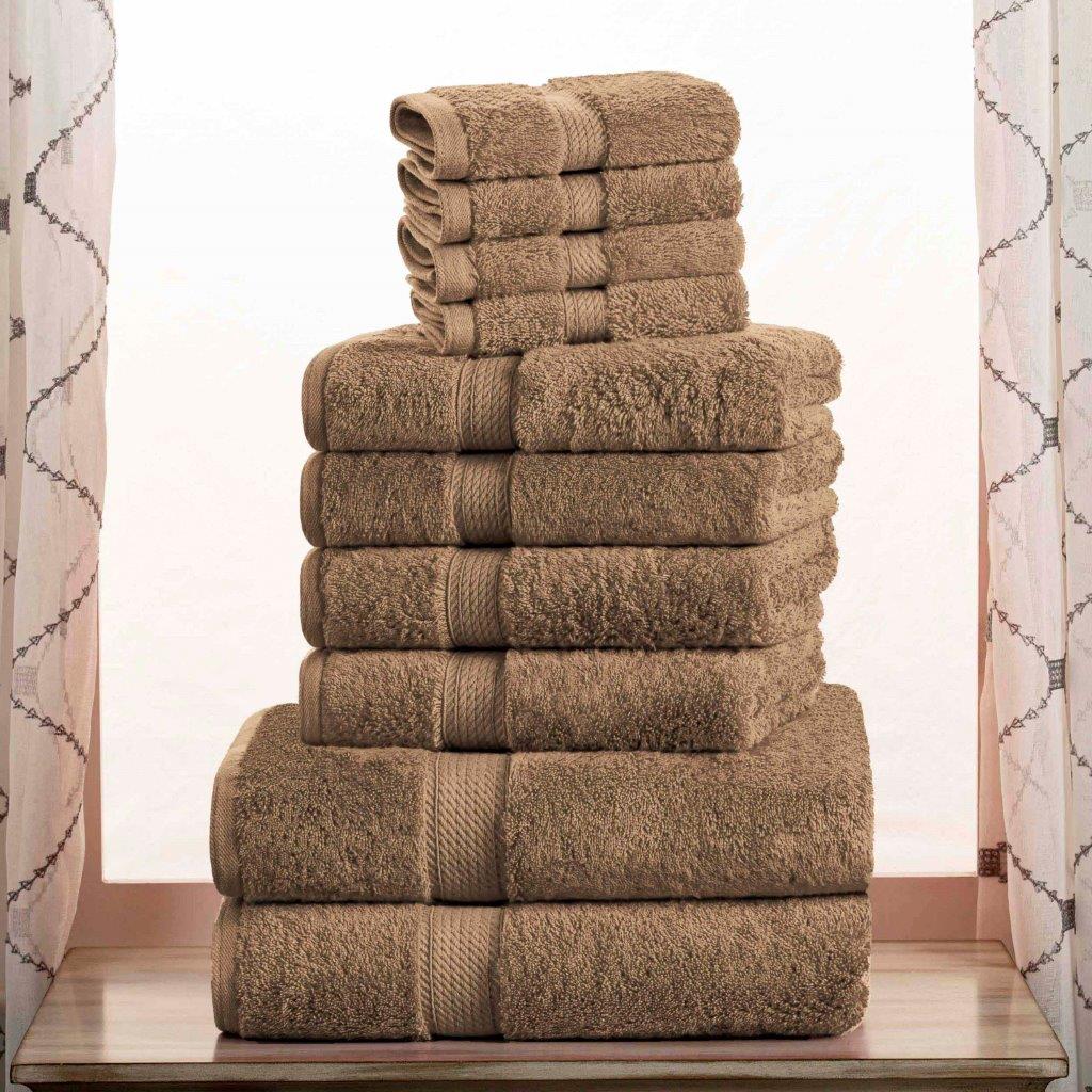 Egyptian Cotton Pile Plush Heavyweight Luxury Soft 10-Piece Towel Set - Omnigoodsstore