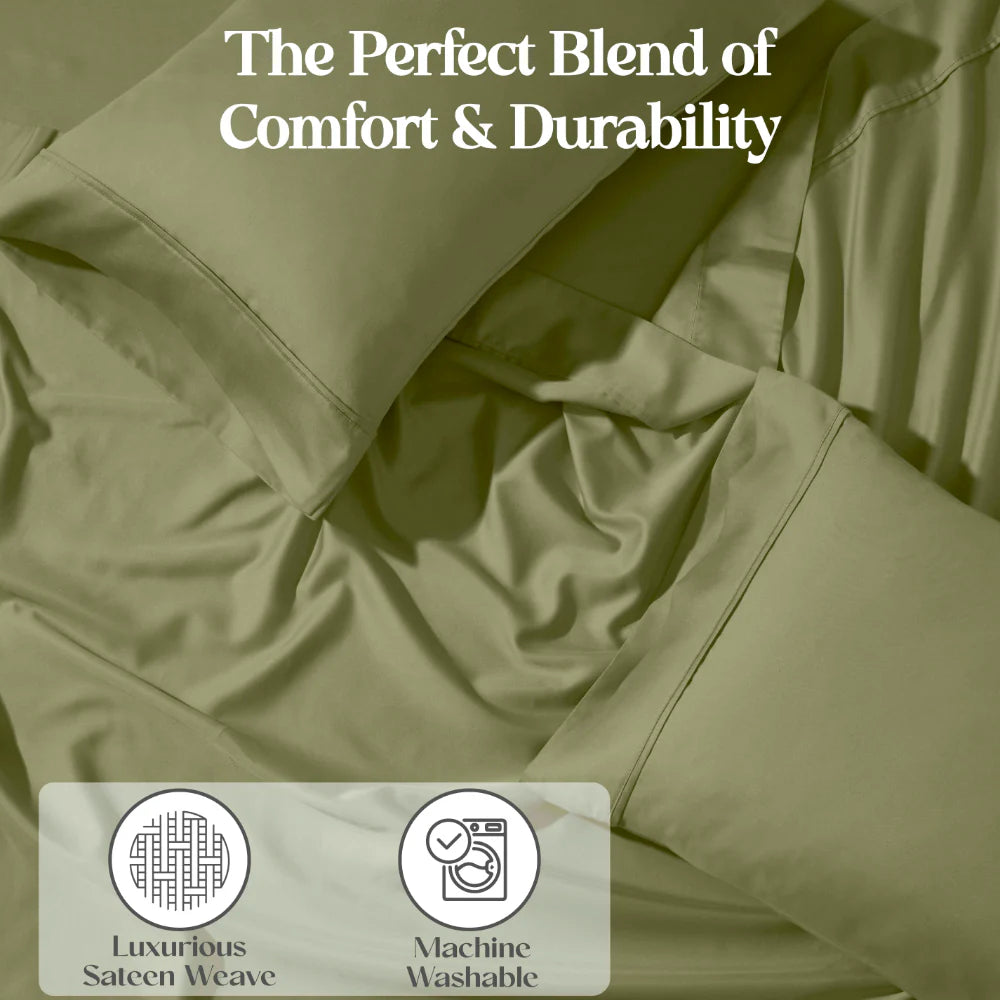 1200 Thread Count Cotton Blend 2 Piece Solid Pillowcase Set - Omnigoodsstore
