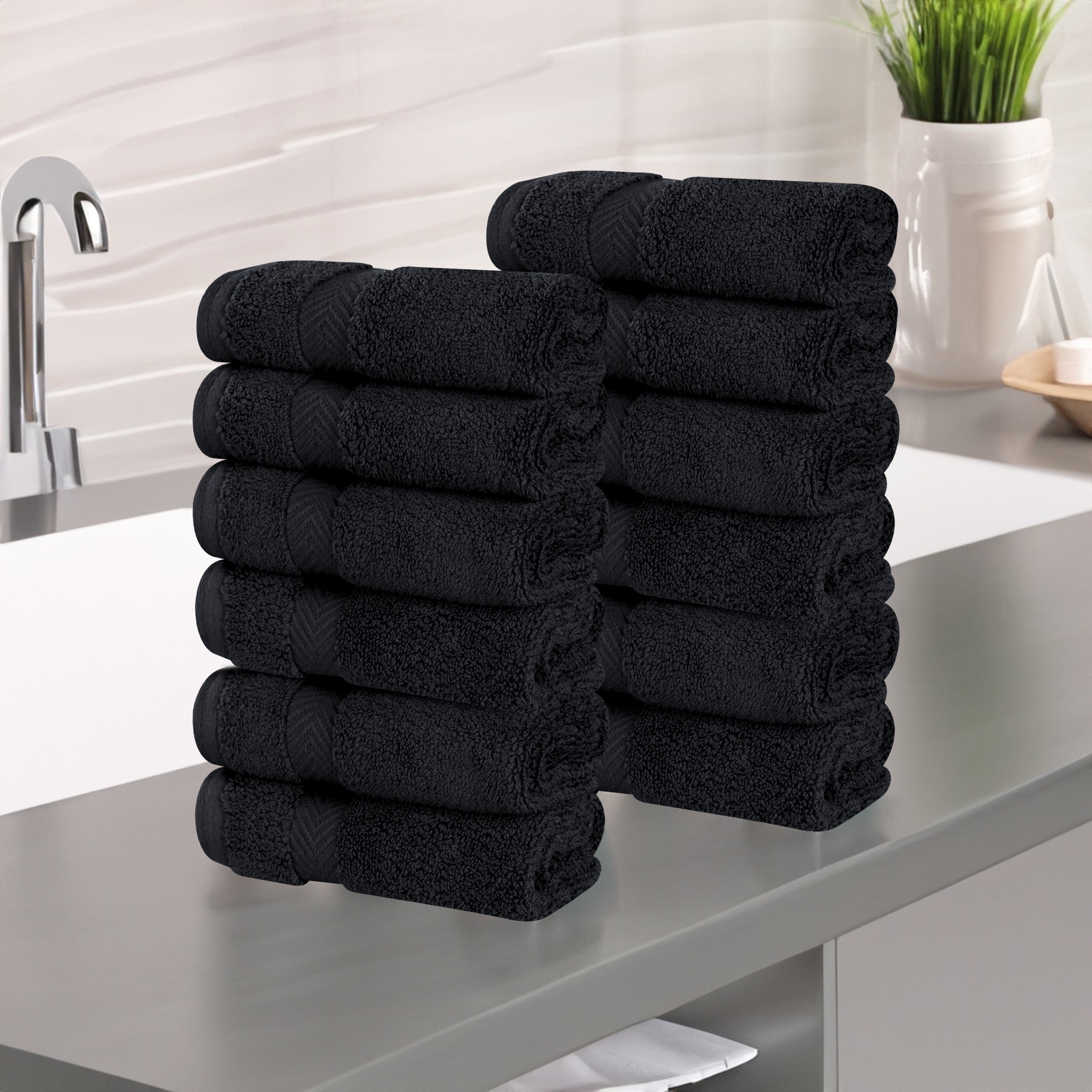 Zero Twist Cotton Ultra Soft Face Towel Washcloth Set of 12 - Omnigoodsstore