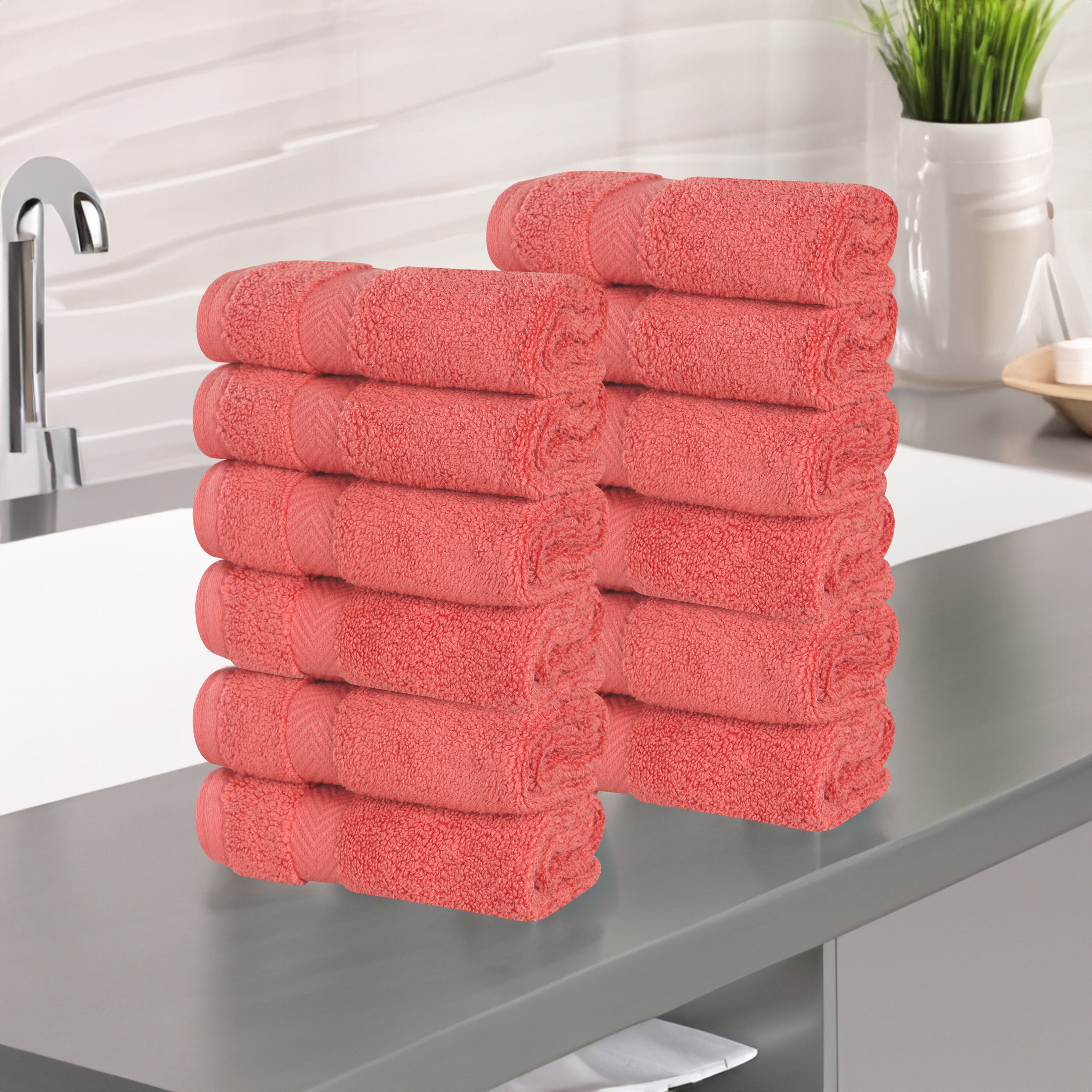 Zero Twist Cotton Ultra Soft Face Towel Washcloth Set of 12 - Omnigoodsstore
