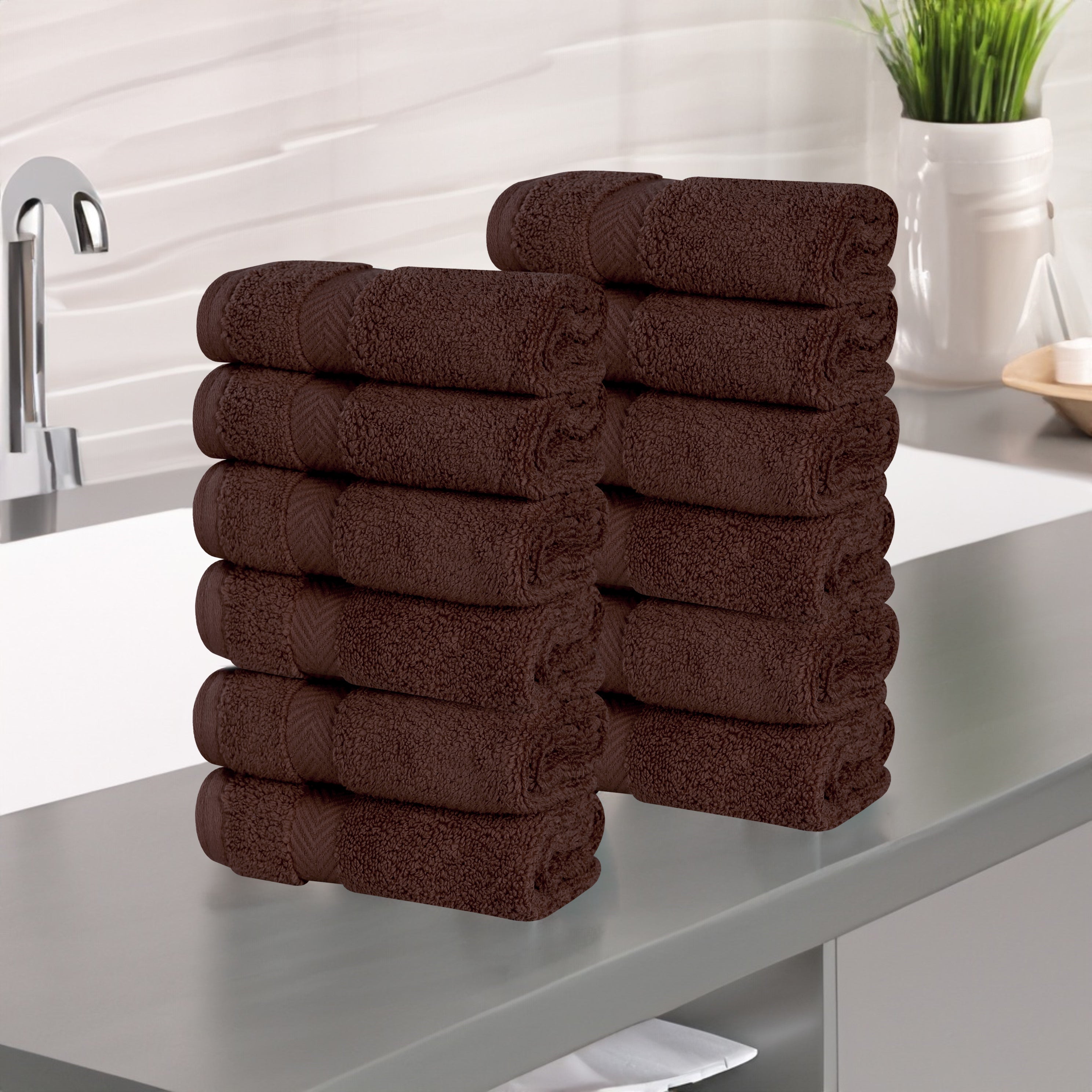 Zero Twist Cotton Ultra Soft Face Towel Washcloth Set of 12 - Omnigoodsstore