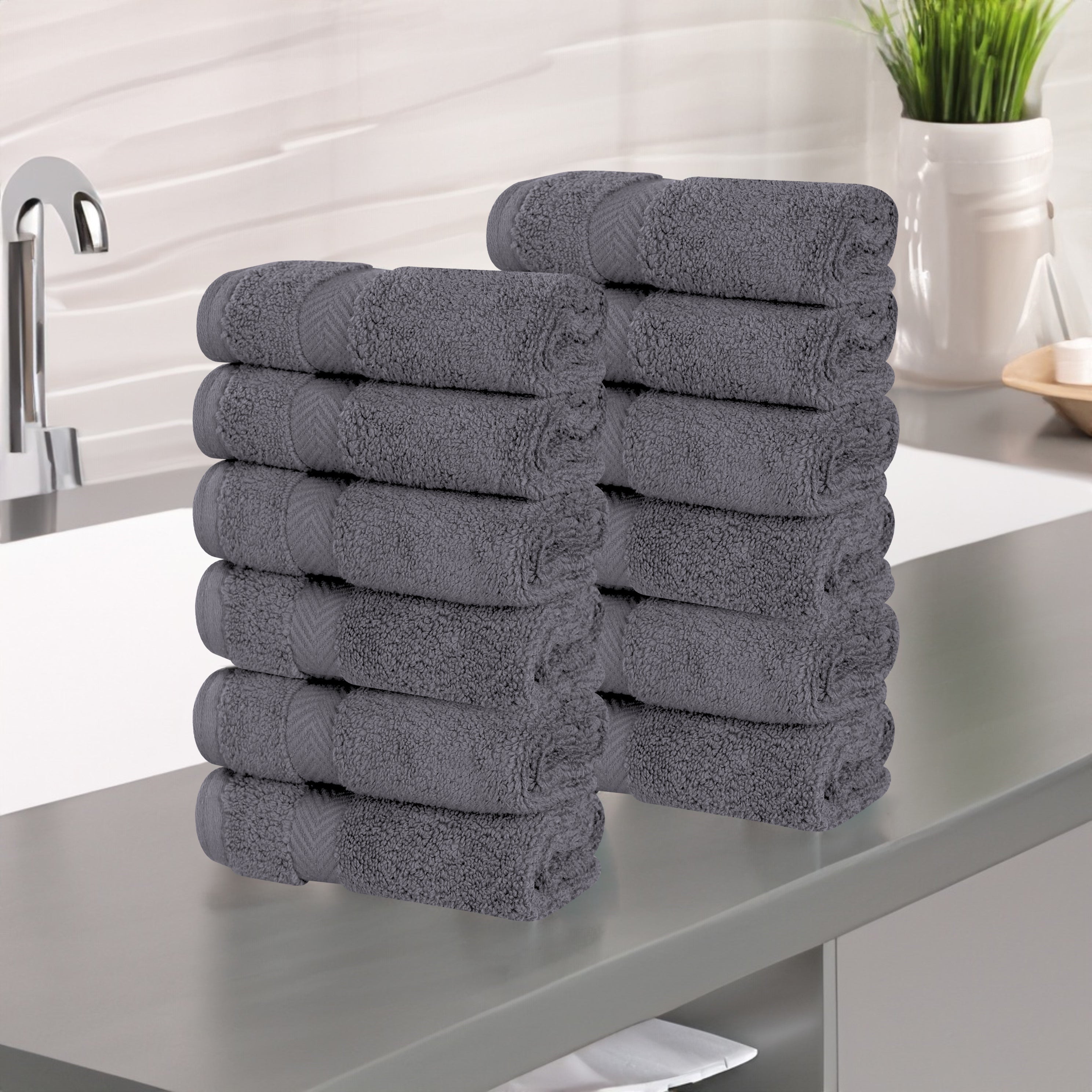 Zero Twist Cotton Ultra Soft Face Towel Washcloth Set of 12 - Omnigoodsstore