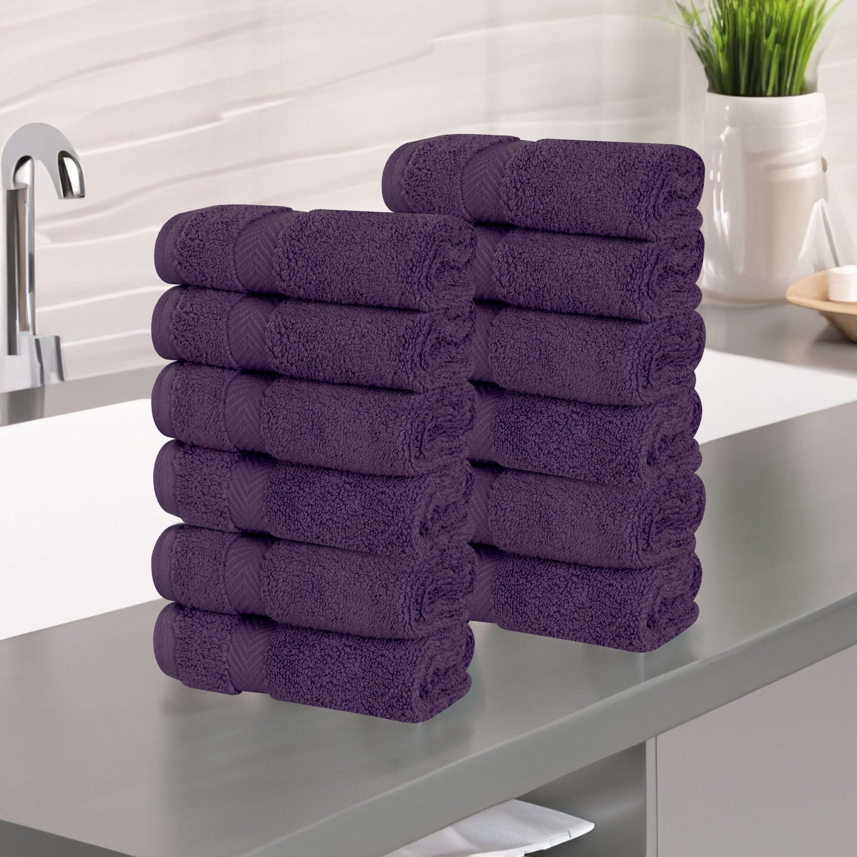 Zero Twist Cotton Ultra Soft Face Towel Washcloth Set of 12 - Omnigoodsstore