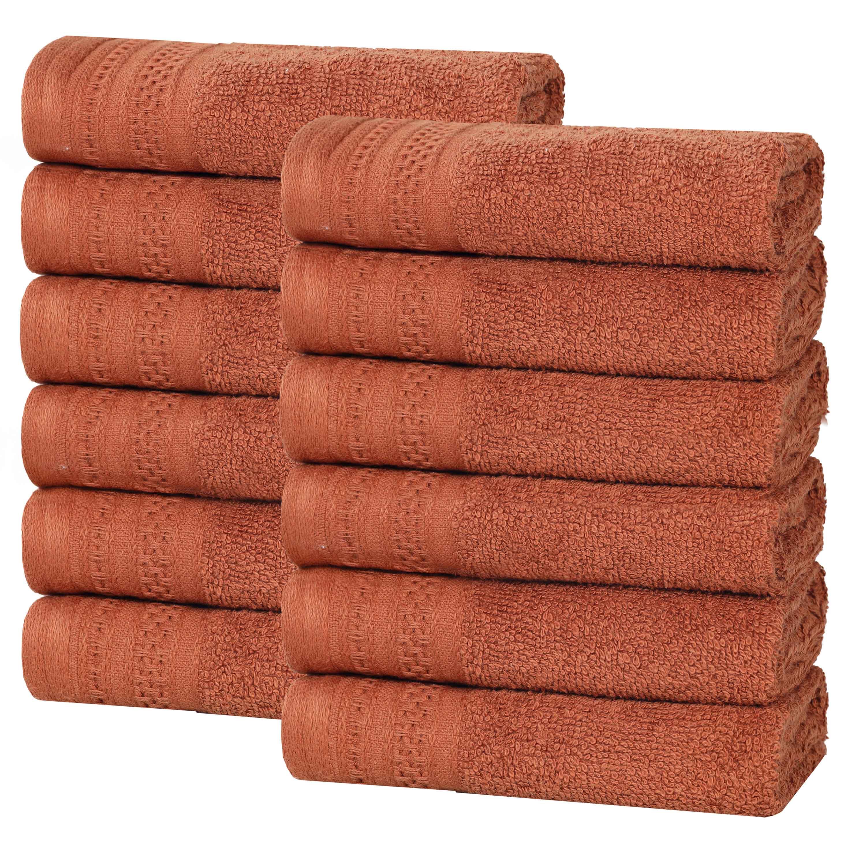 Honeycomb Textured Waffle Border Luxury Cotton Face Towels, Set of 12 - Omnigoodsstore