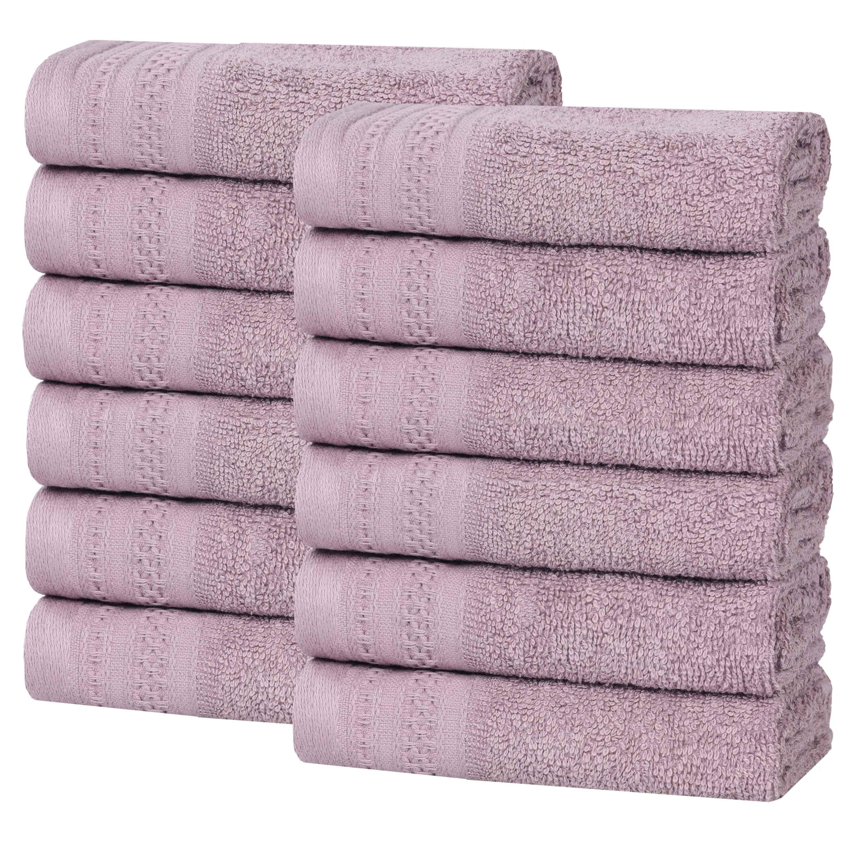 Honeycomb Textured Waffle Border Luxury Cotton Face Towels, Set of 12 - Omnigoodsstore