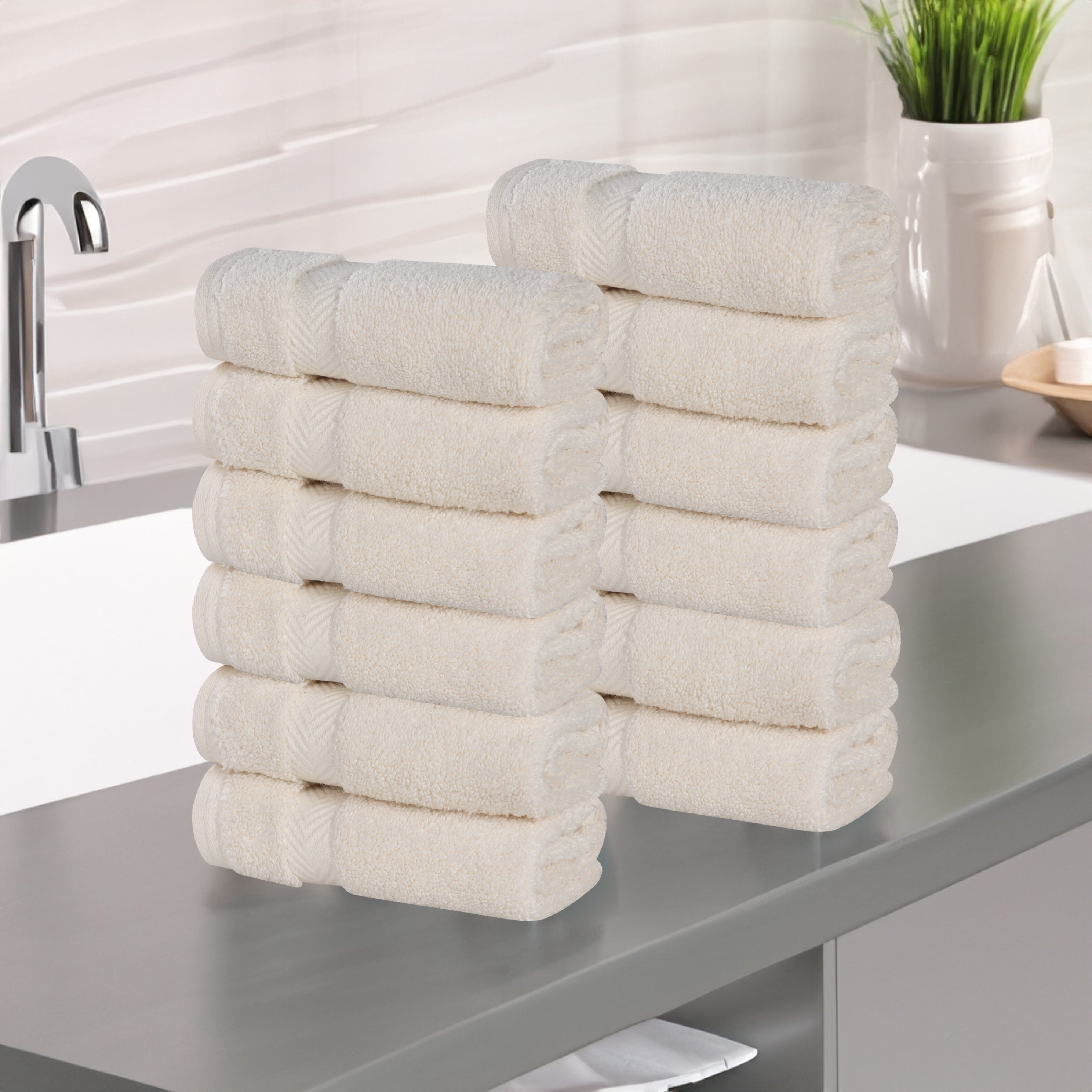 Zero Twist Cotton Ultra Soft Face Towel Washcloth Set of 12 - Omnigoodsstore