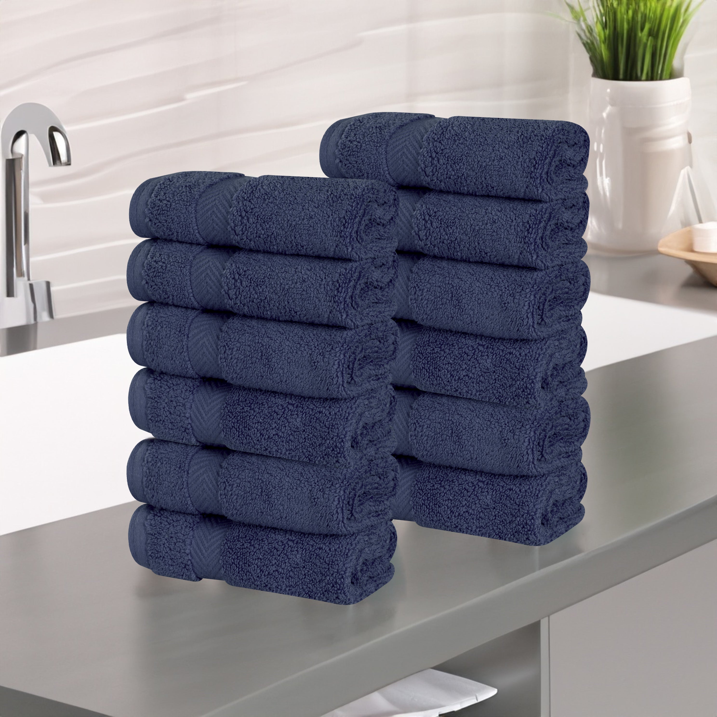 Zero Twist Cotton Ultra Soft Face Towel Washcloth Set of 12 - Omnigoodsstore