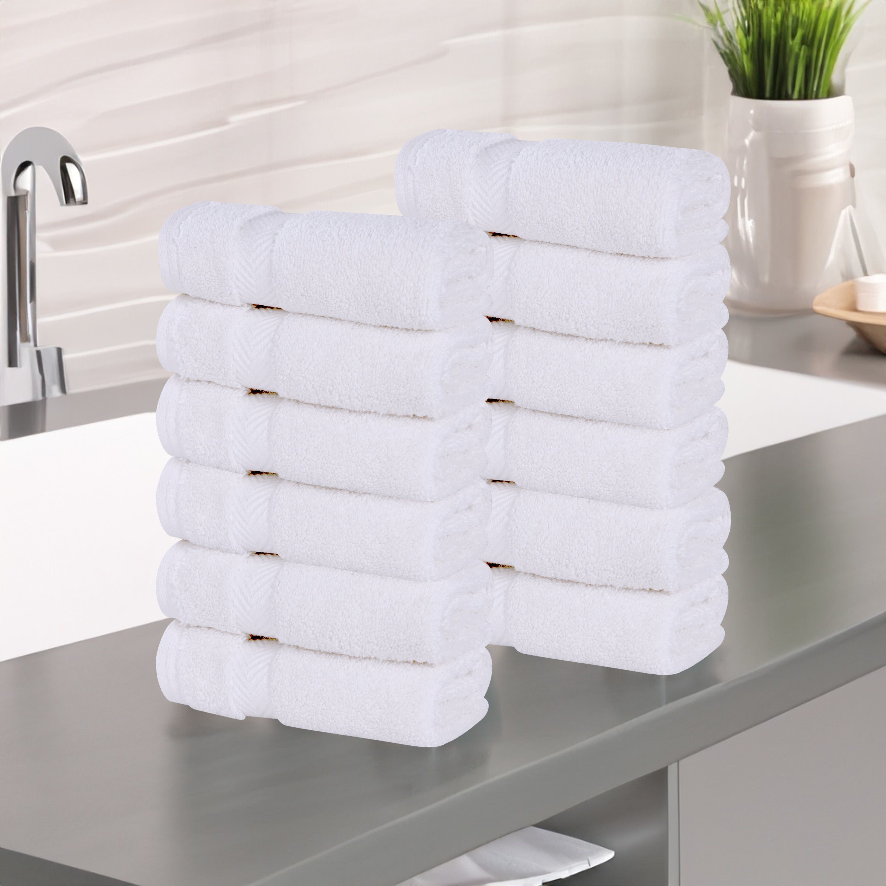 Zero Twist Cotton Ultra Soft Face Towel Washcloth Set of 12 - Omnigoodsstore