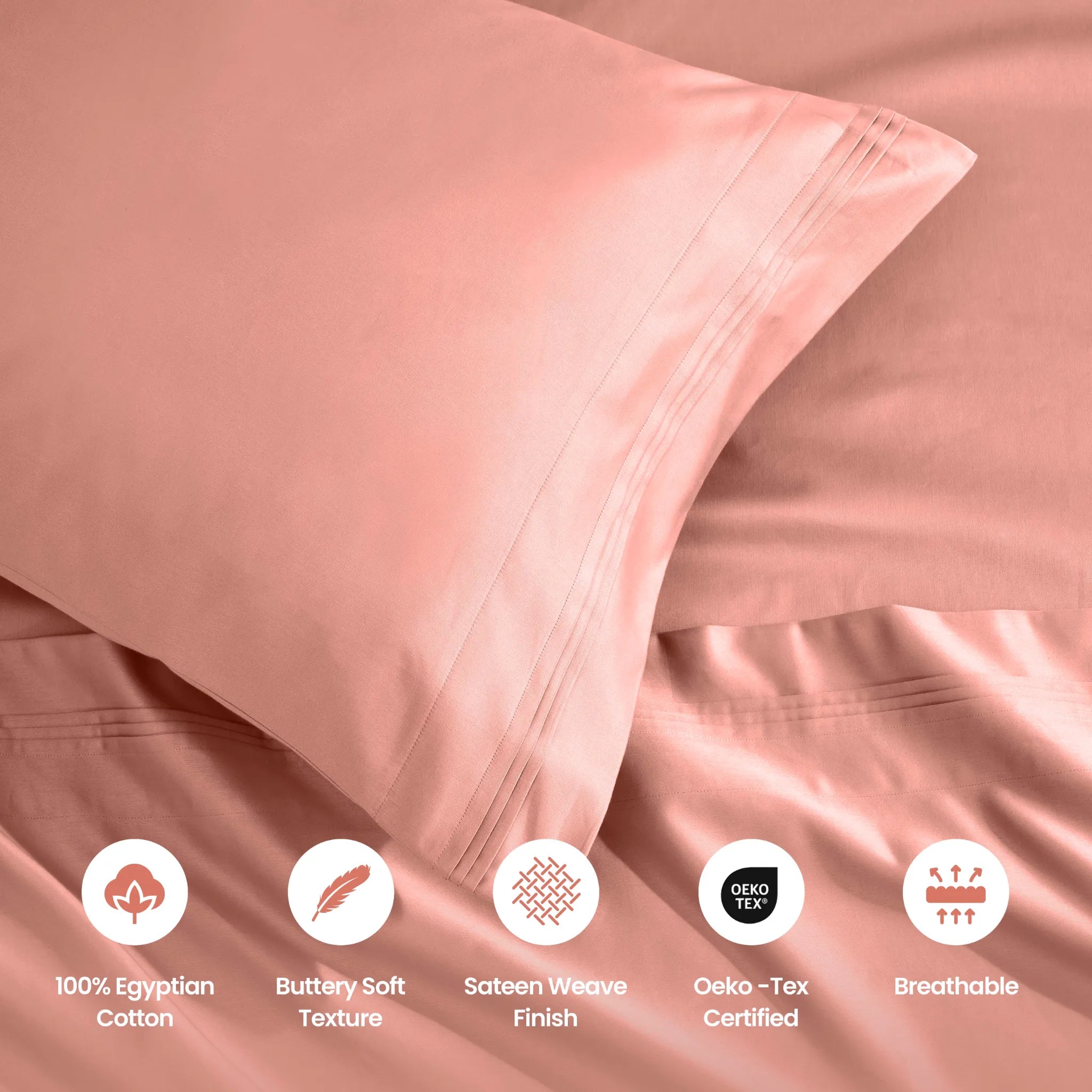 Egyptian Cotton 1500 Thread Count Solid 2 Piece Pillowcase Set