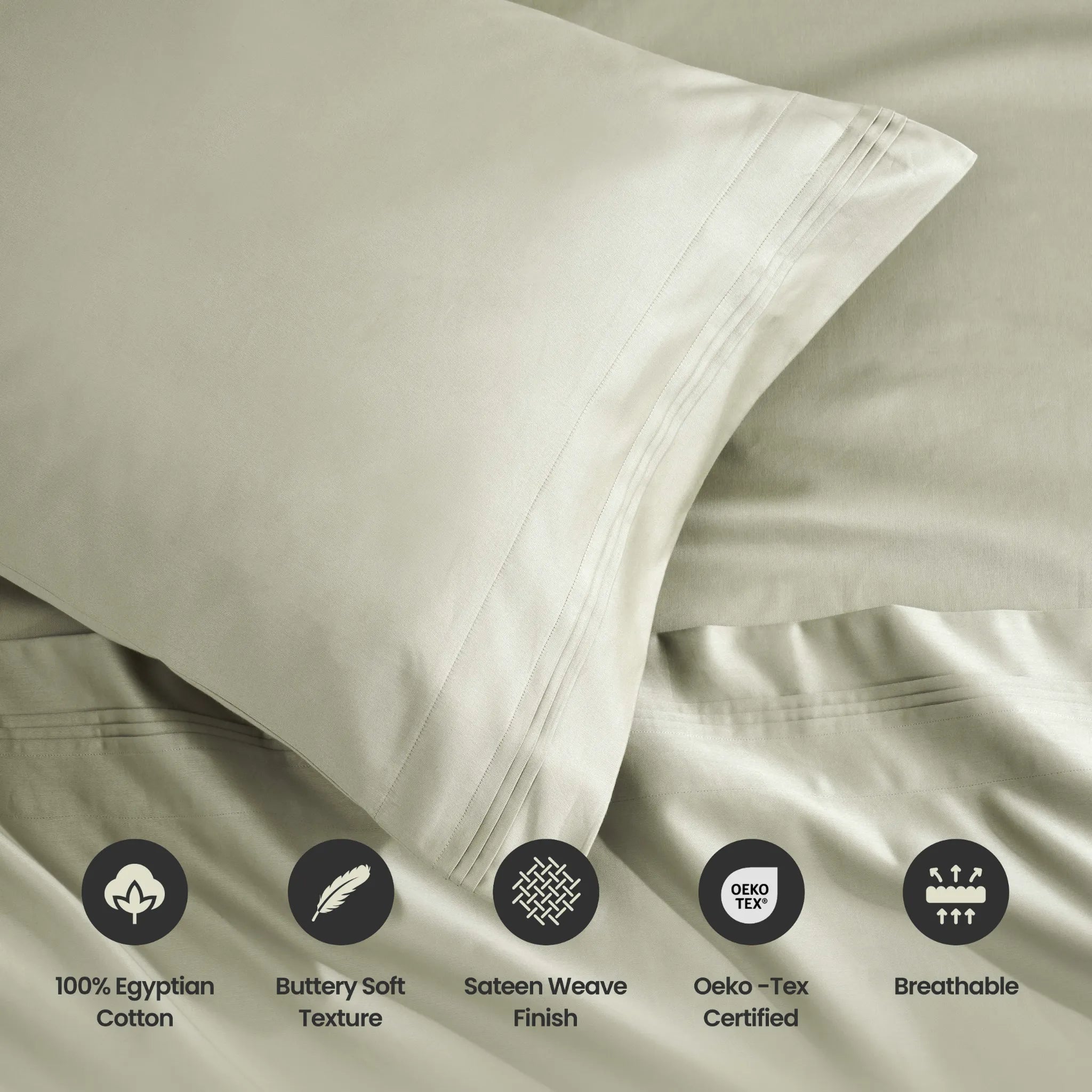 Egyptian Cotton 1500 Thread Count Solid 2 Piece Pillowcase Set