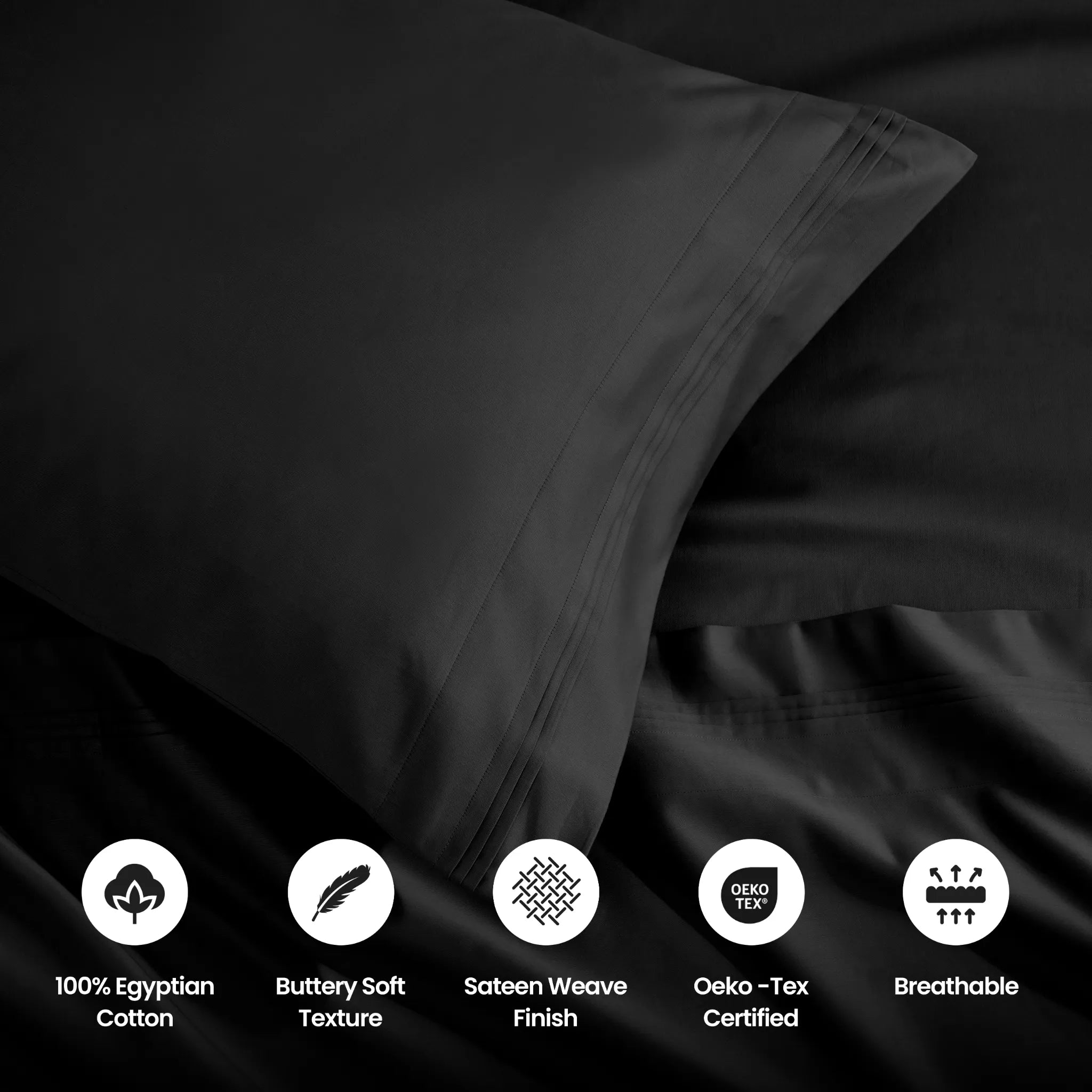 Egyptian Cotton 1500 Thread Count Solid 2 Piece Pillowcase Set