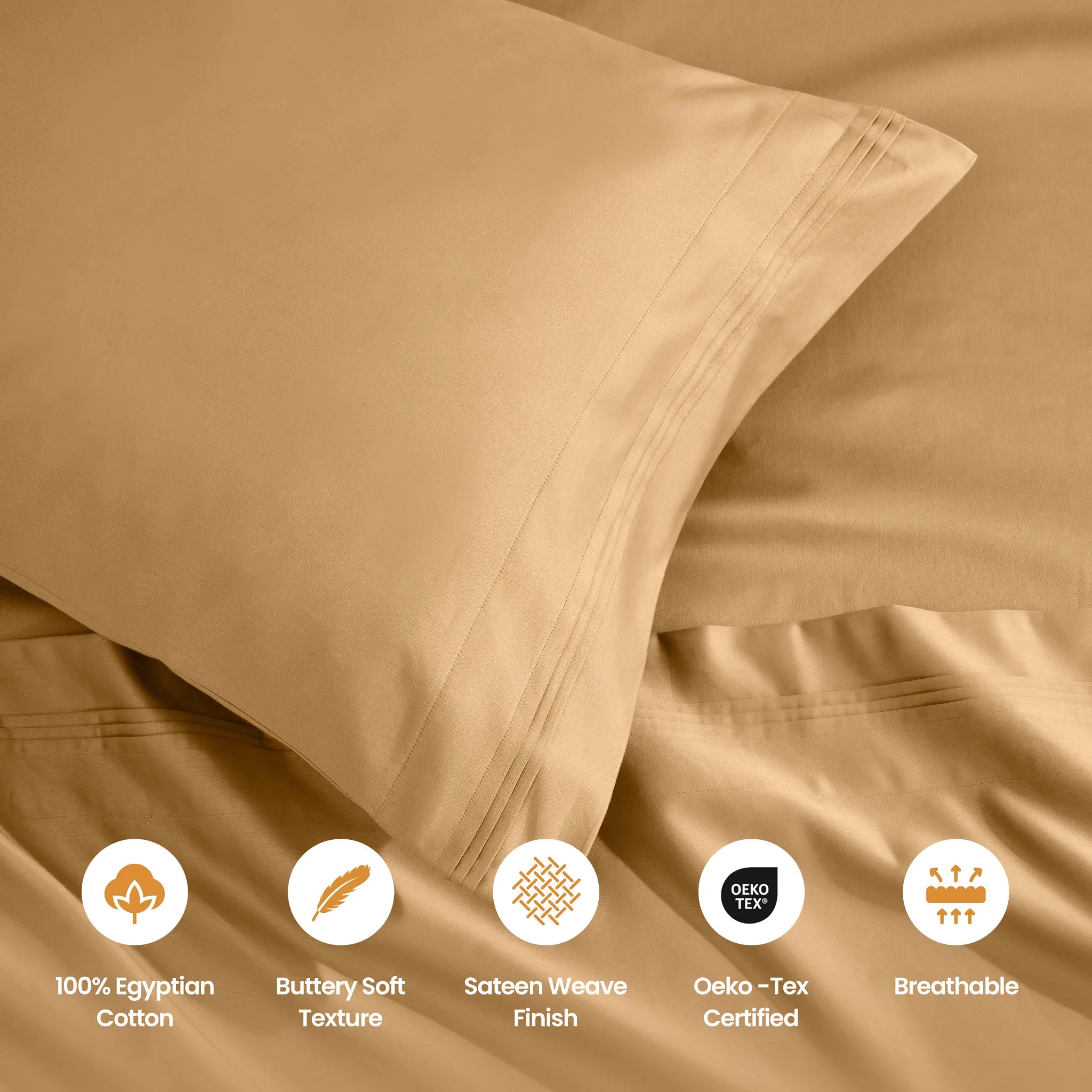 Egyptian Cotton 1500 Thread Count Solid 2 Piece Pillowcase Set