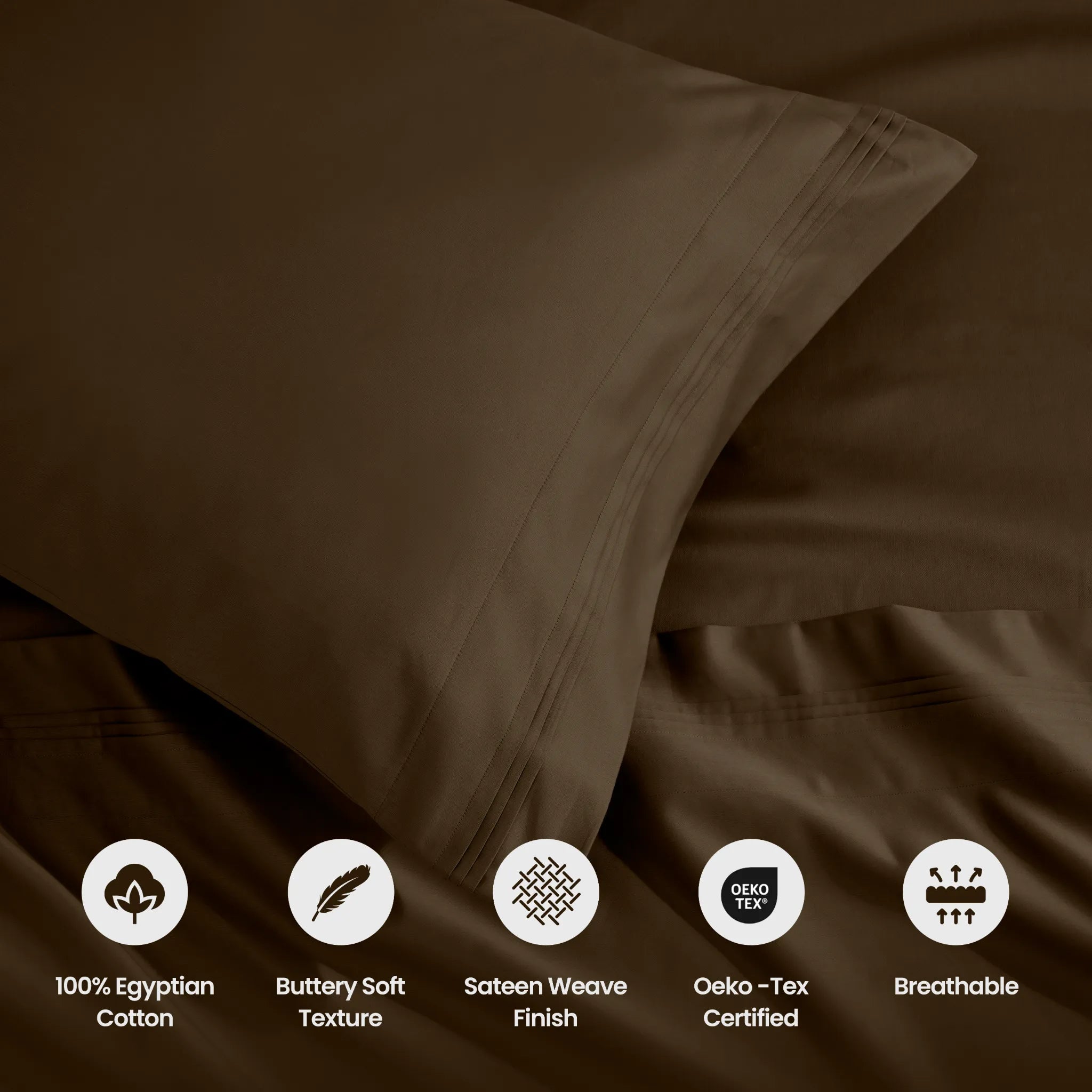 Egyptian Cotton 1500 Thread Count Solid 2 Piece Pillowcase Set