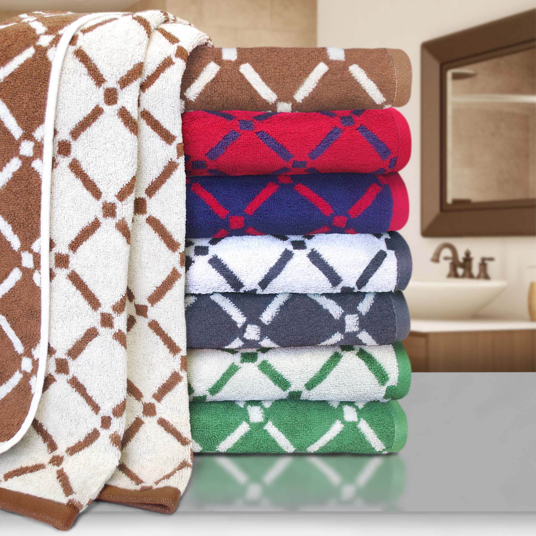 Cotton Diamond Geometric 2 Piece Bath Sheet Set - Omnigoodsstore