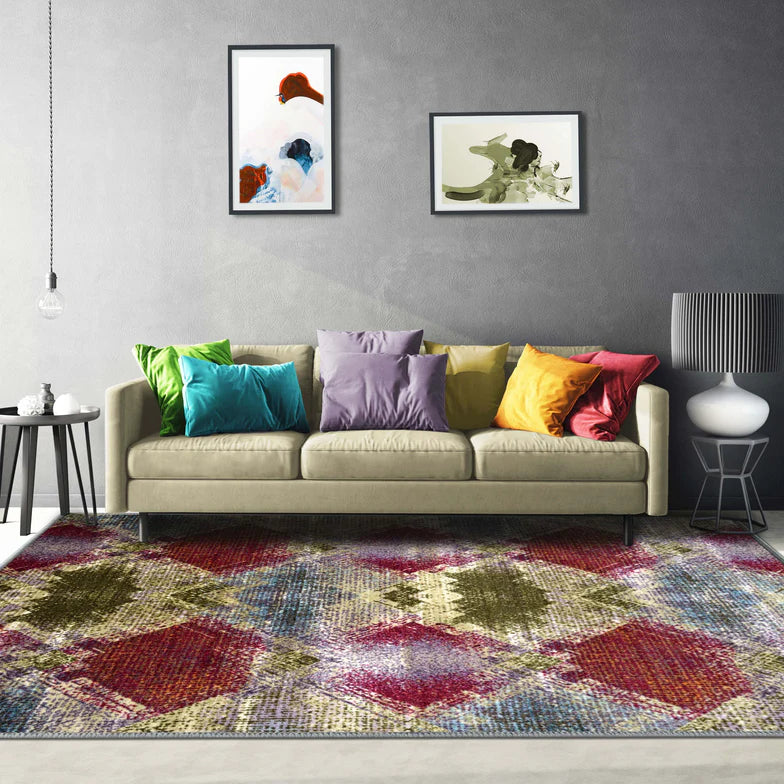 Amarsi Geometric Abstract Non-Slip Indoor Washable Area Rug - Omnigoodsstore