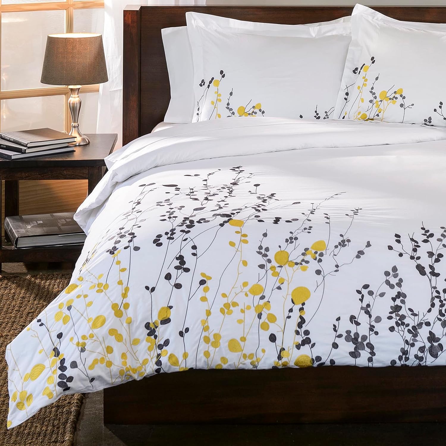 Reed Cotton Embroidered Floral Duvet Cover Set - Omnigoodsstore