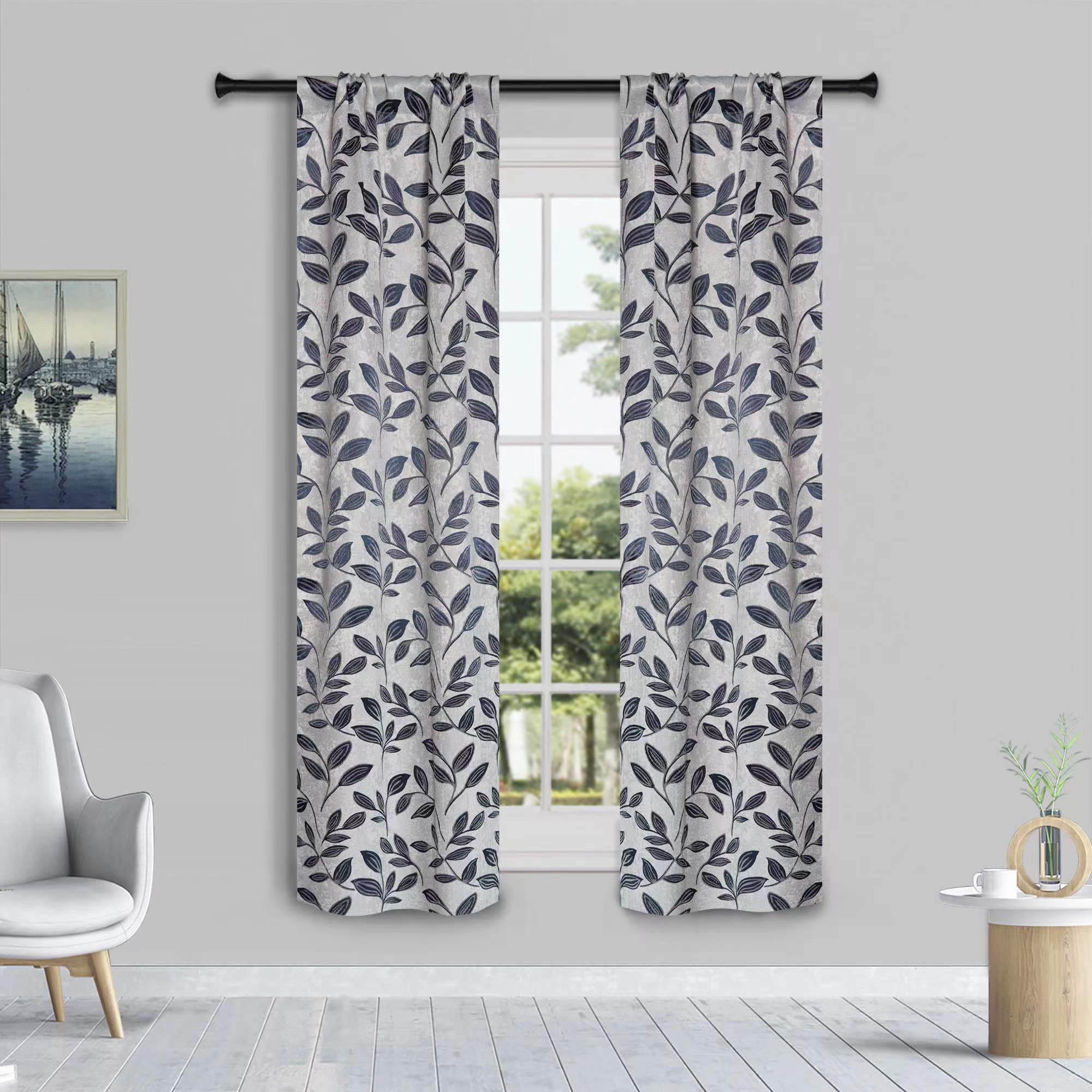 Leaves Machine Washable Room Darkening Blackout Curtains, Set of 2 - Omnigoodsstore