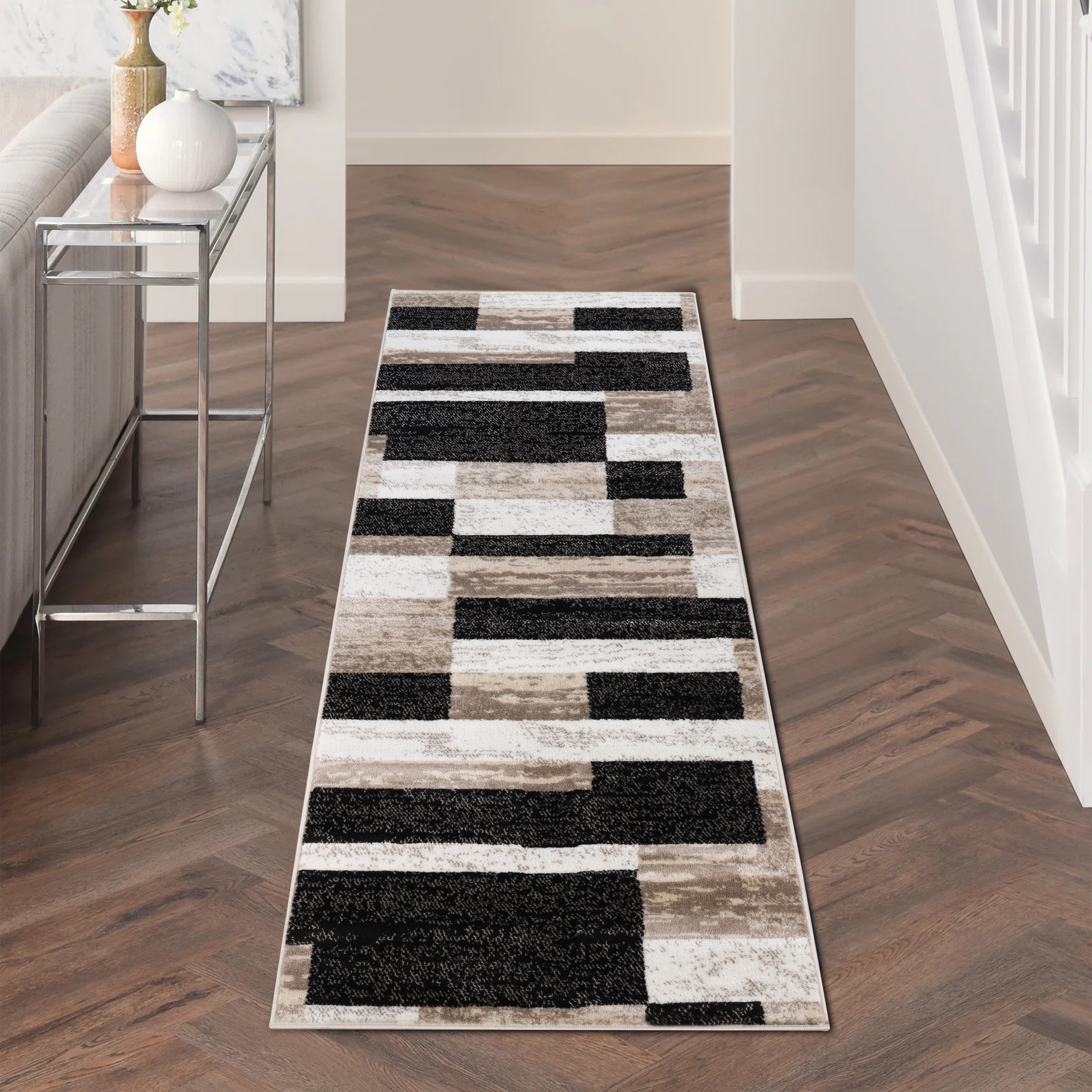 Rockwood Contemporary Geometric Patchwork Indoor Area Rug or Runner - Omnigoodsstore