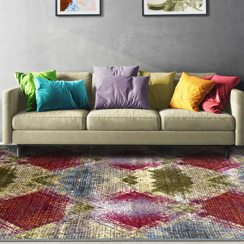 Amarsi Geometric Abstract Non-Slip Indoor Washable Area Rug - Omnigoodsstore