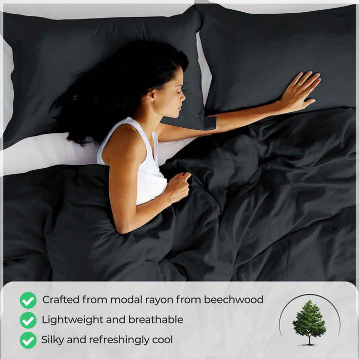 300 Thread Count Modal from Beechwood Solid Duvet Cover Set - Omnigoodsstore