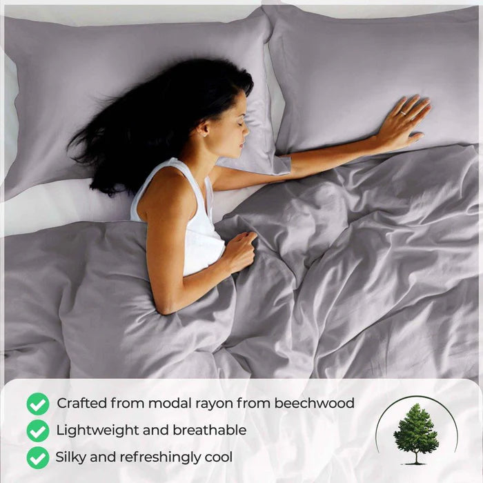 300 Thread Count Modal from Beechwood Solid Duvet Cover Set - Omnigoodsstore