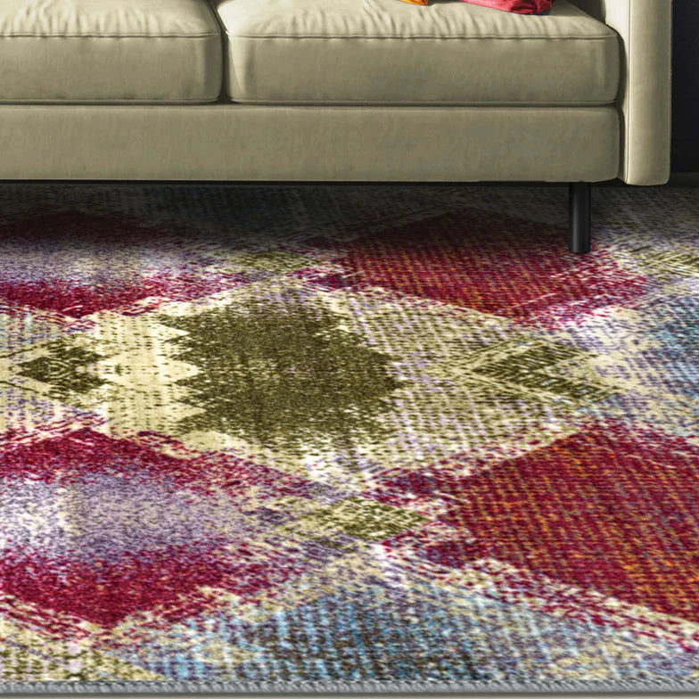Amarsi Geometric Abstract Non-Slip Indoor Washable Area Rug - Omnigoodsstore