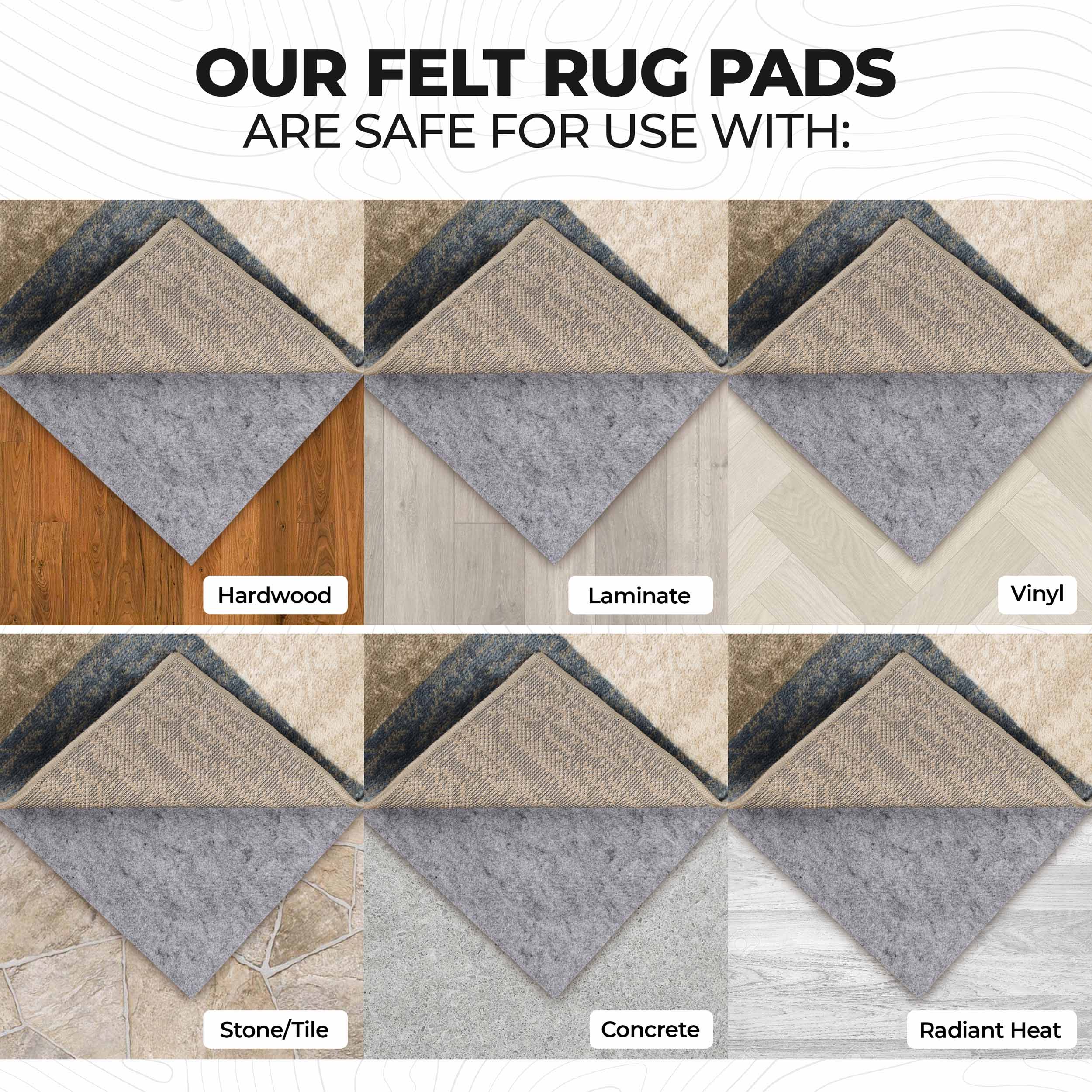 Lima Non-Slip Floor Protector Polyester Felt and Rubber Indoor Area Rug Pad - Omnigoodsstore