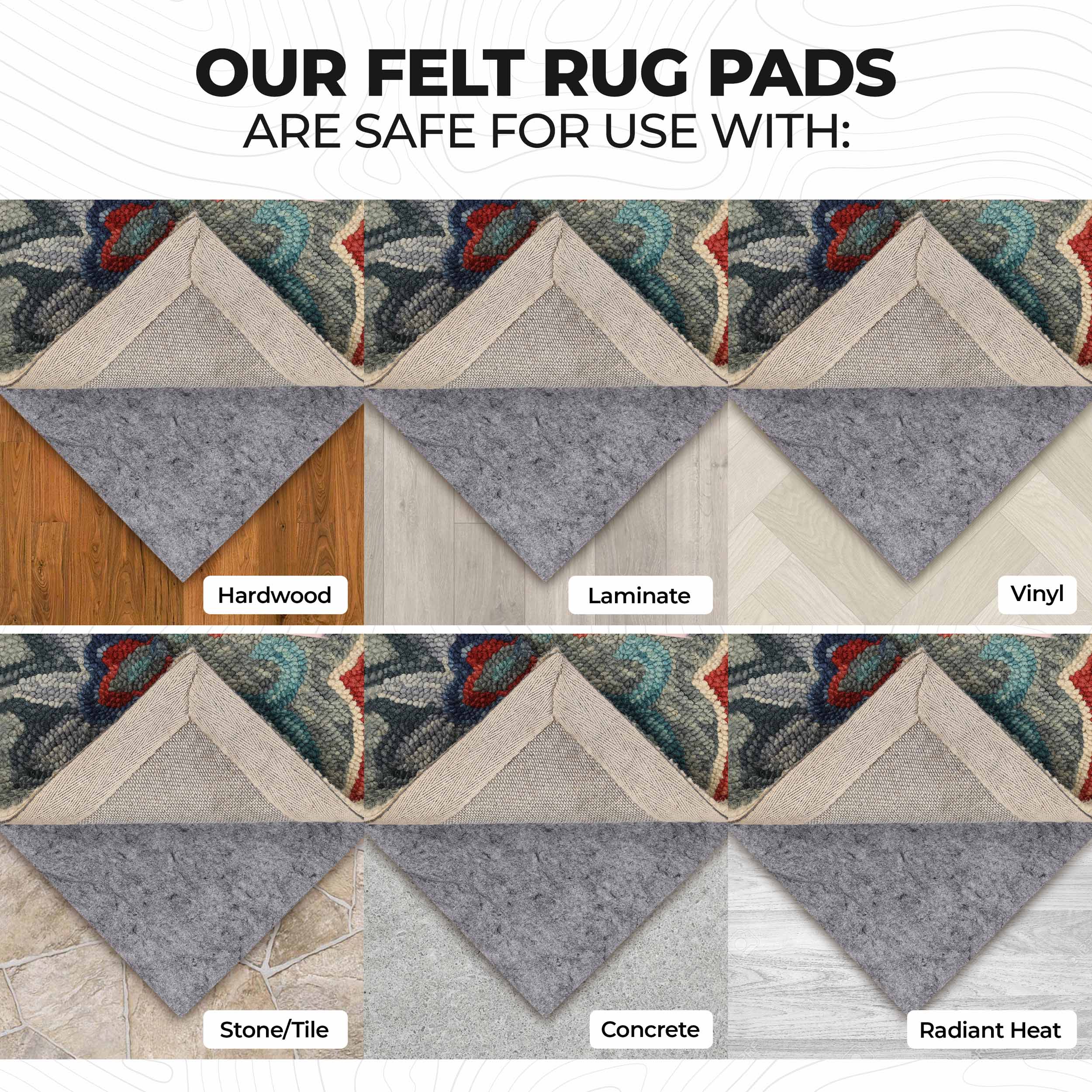 Lynn Non Slip Polyester Felt & Rubber Indoor Area Rug Pad With Coating - Omnigoodsstore