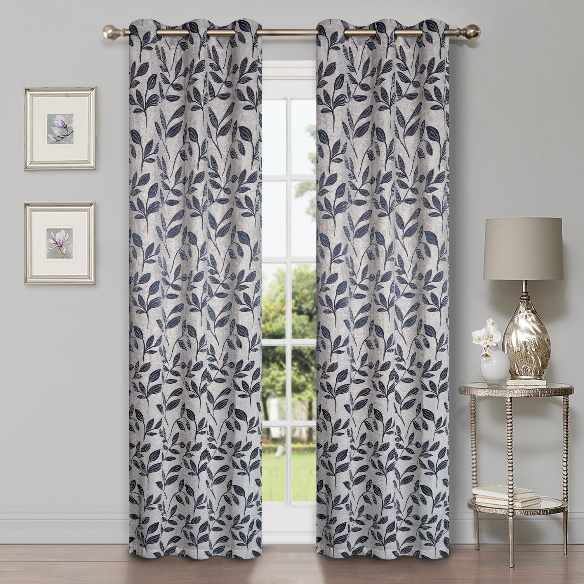 Leaves Machine Washable Room Darkening Blackout Curtains, Set of 2 - Omnigoodsstore