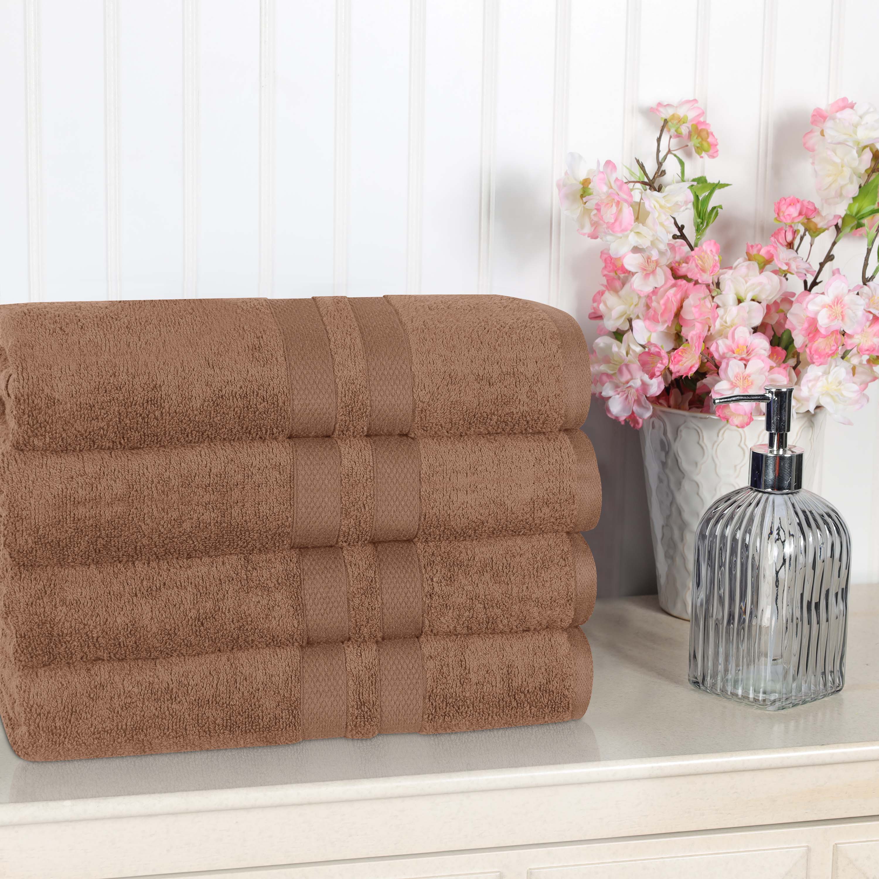 Ultra Soft Cotton Absorbent Solid Assorted 4-Piece Bath Towel Set - Omnigoodsstore