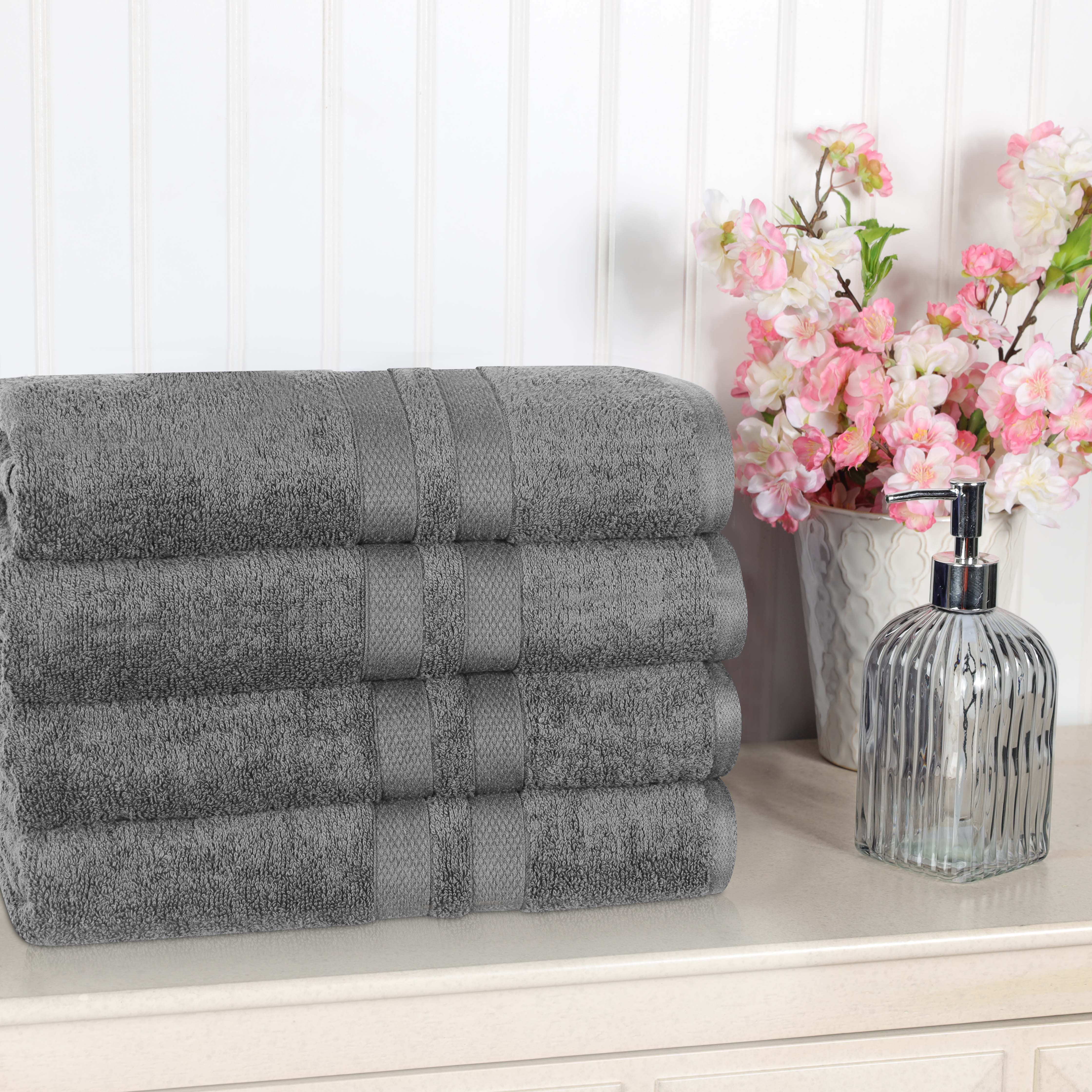 Ultra Soft Cotton Absorbent Solid Assorted 4-Piece Bath Towel Set - Omnigoodsstore