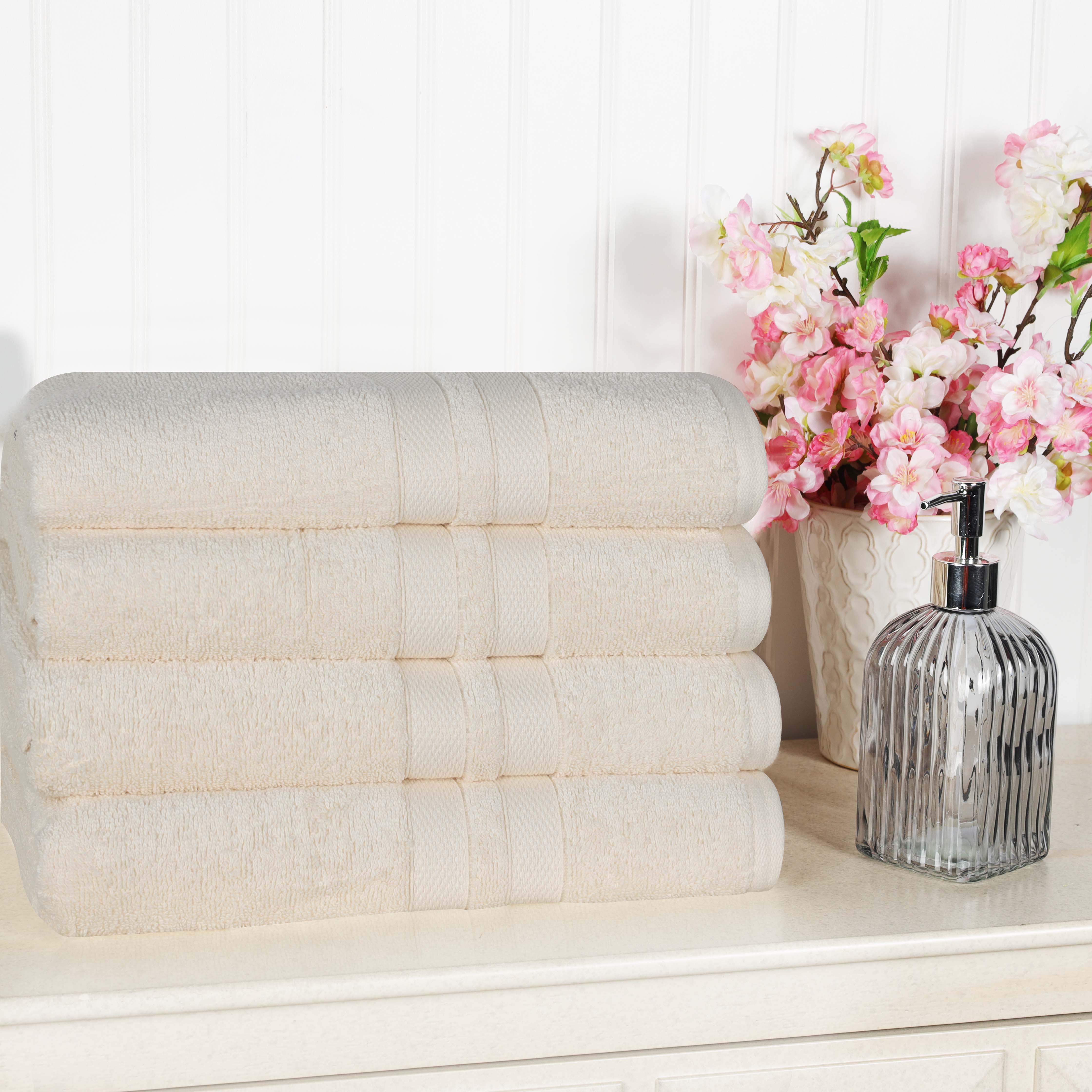 Ultra Soft Cotton Absorbent Solid Assorted 4-Piece Bath Towel Set - Omnigoodsstore