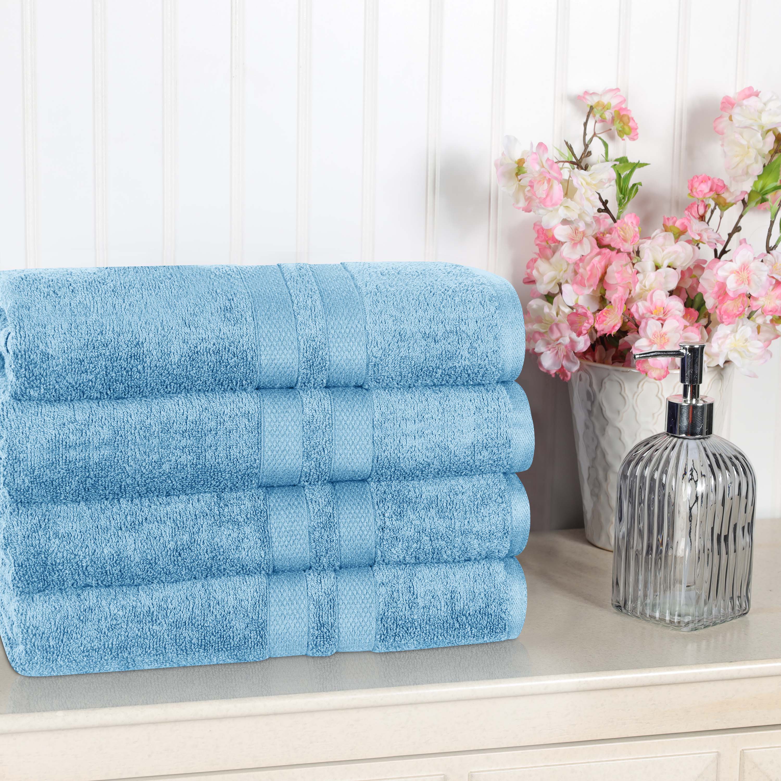 Ultra Soft Cotton Absorbent Solid Assorted 4-Piece Bath Towel Set - Omnigoodsstore