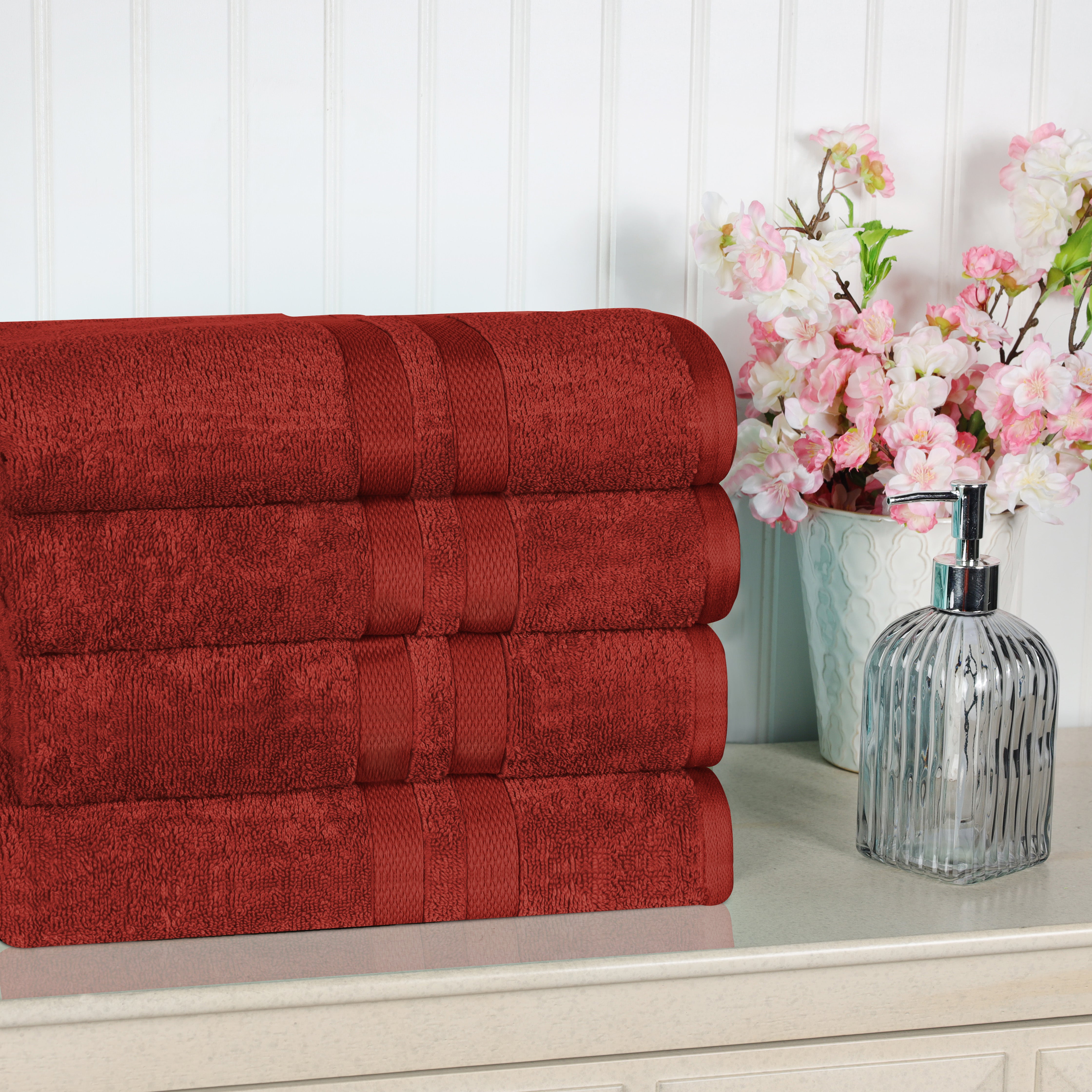 Ultra Soft Cotton Absorbent Solid Assorted 4-Piece Bath Towel Set - Omnigoodsstore