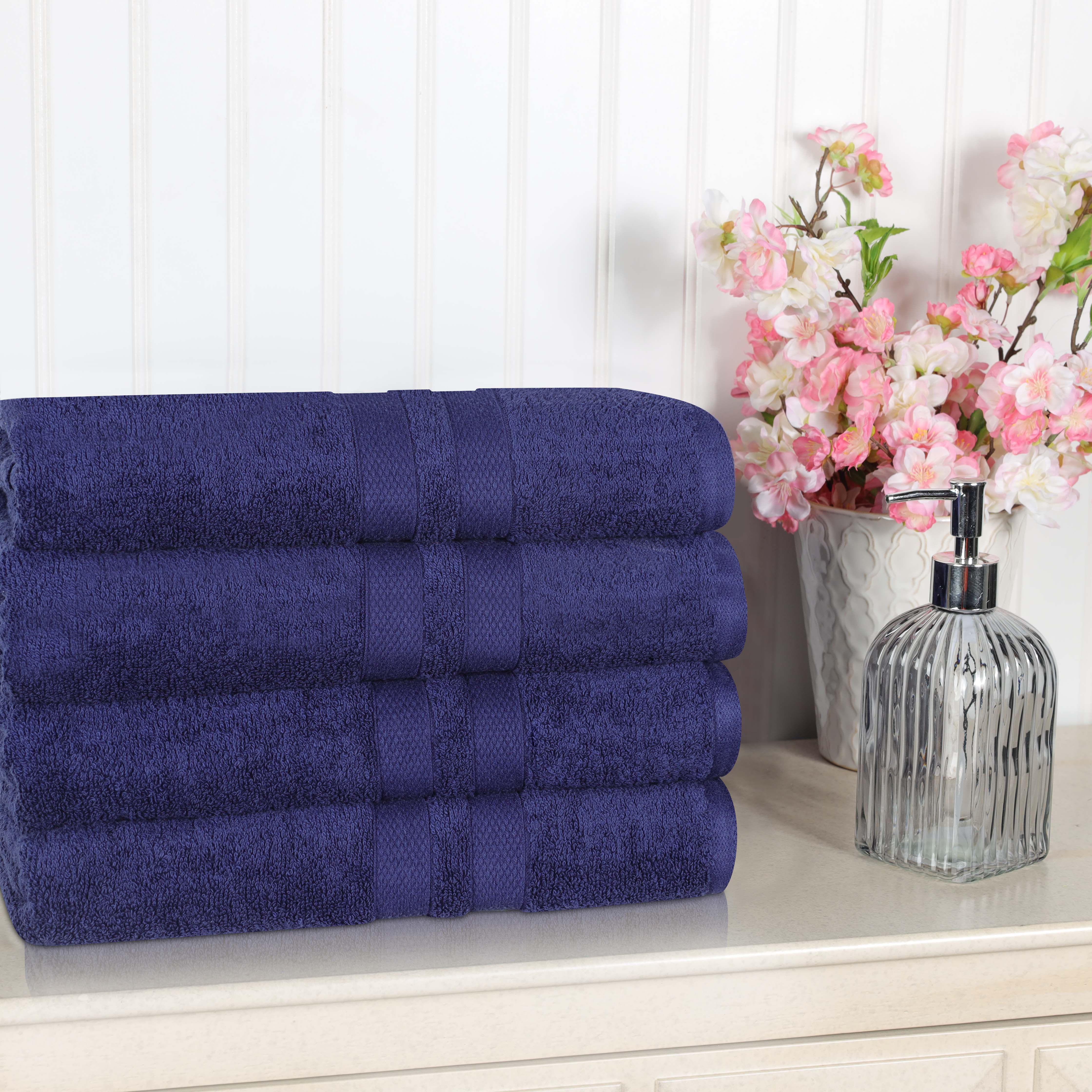 Ultra Soft Cotton Absorbent Solid Assorted 4-Piece Bath Towel Set - Omnigoodsstore