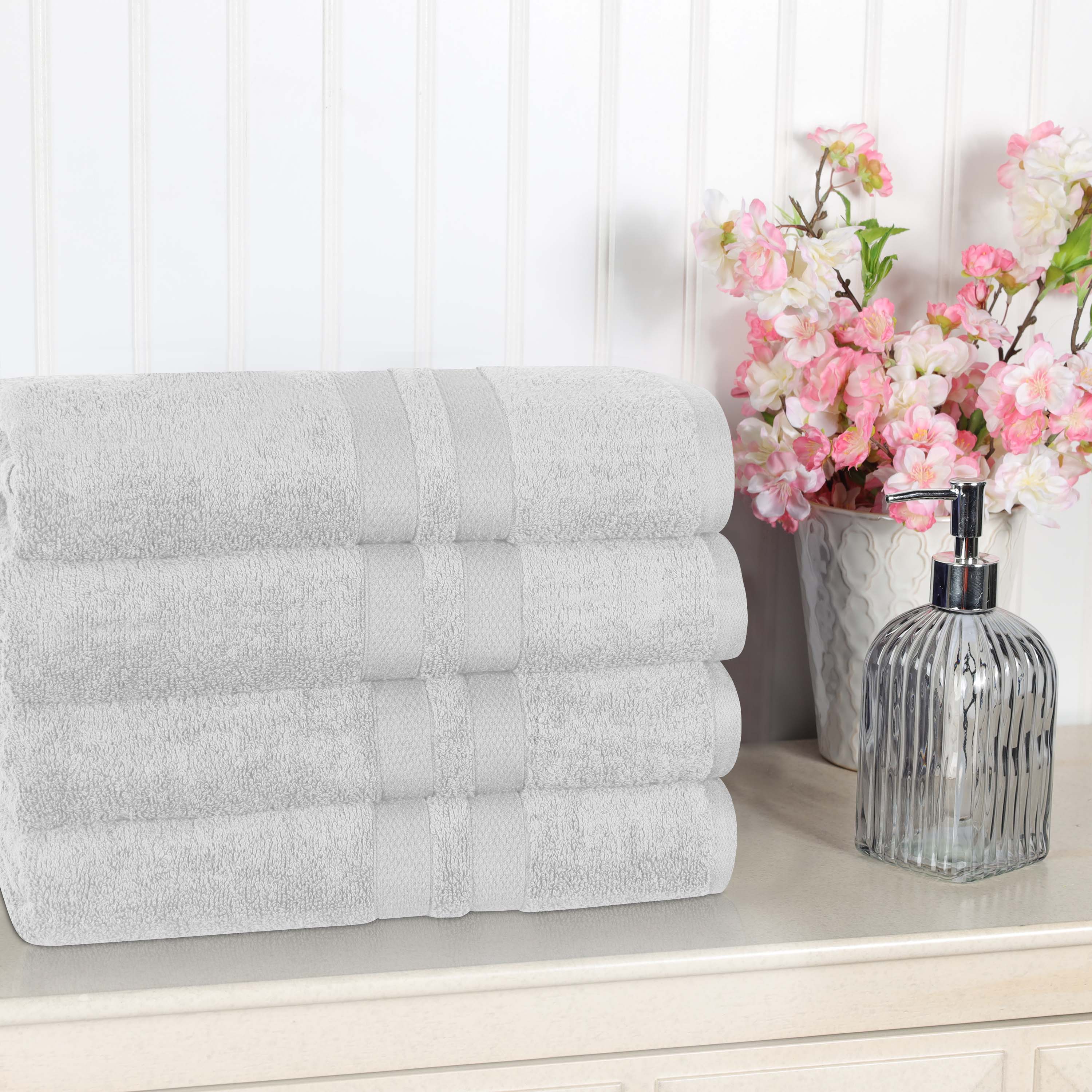 Ultra Soft Cotton Absorbent Solid Assorted 4-Piece Bath Towel Set - Omnigoodsstore