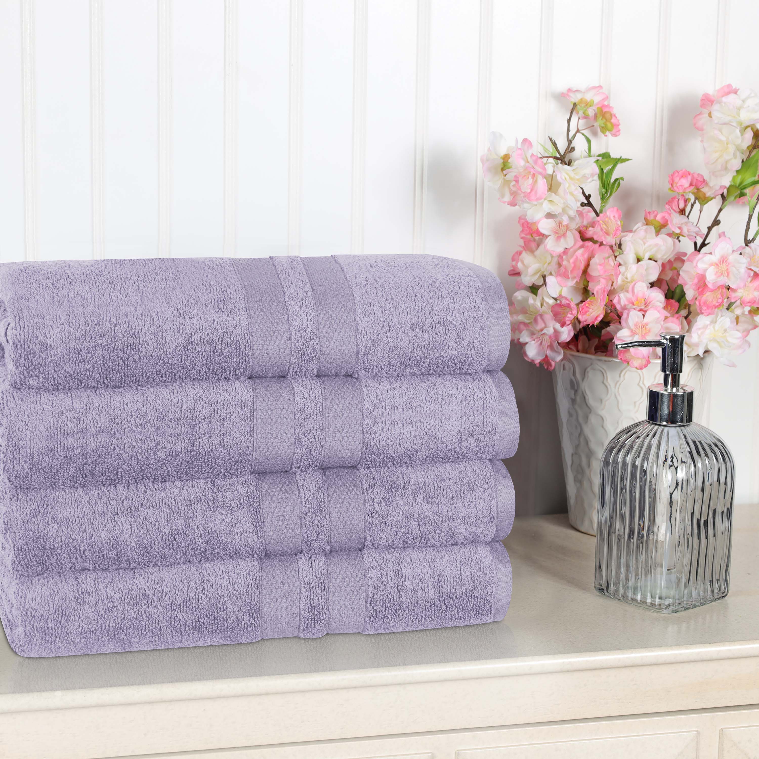 Ultra Soft Cotton Absorbent Solid Assorted 4-Piece Bath Towel Set - Omnigoodsstore