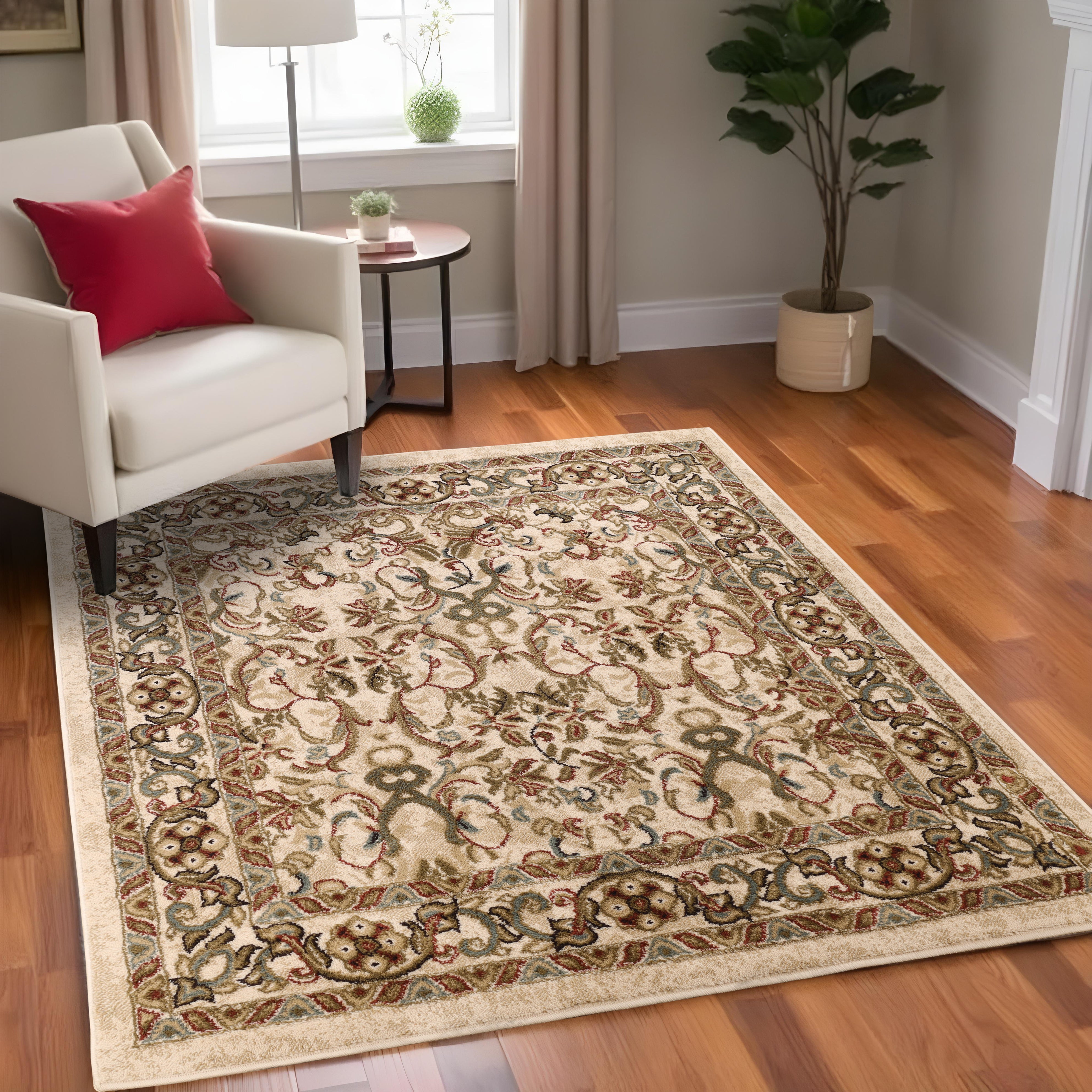 Heritage Traditional Floral Scroll Indoor Area Rug Or Runner Rug - Omnigoodsstore
