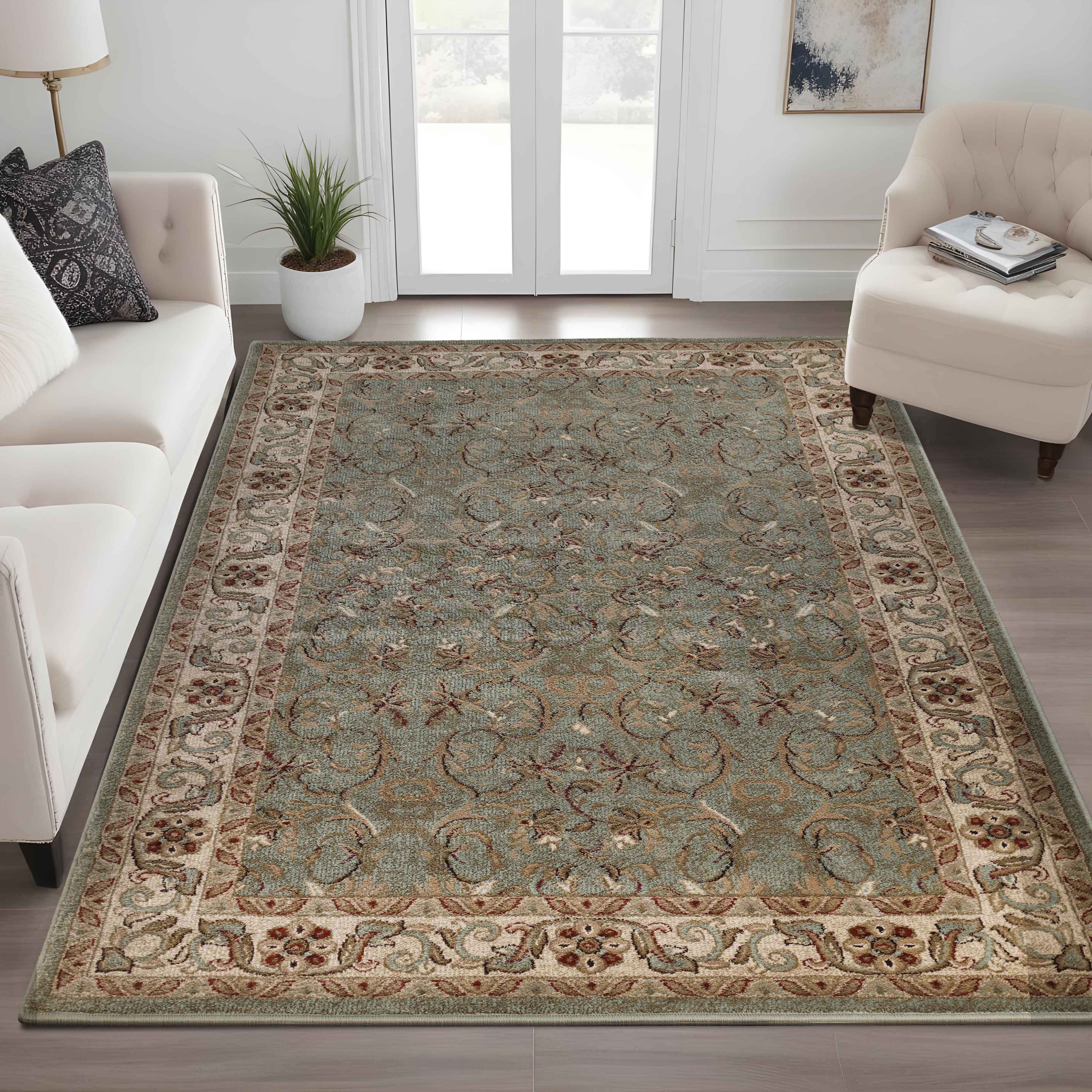 Heritage Traditional Floral Scroll Indoor Area Rug Or Runner Rug - Omnigoodsstore