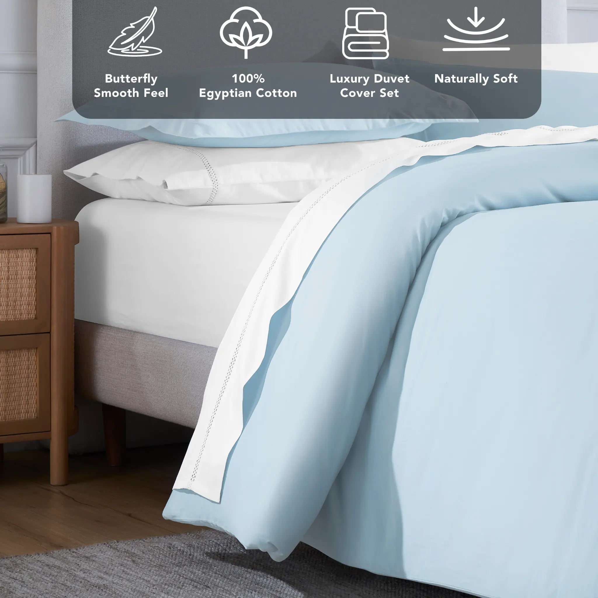 Egyptian Cotton 650 Thread Count Solid Duvet Cover Set