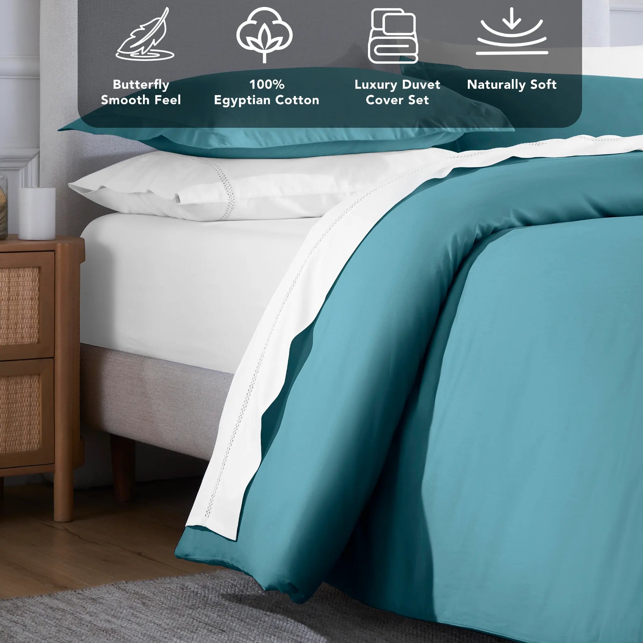 Egyptian Cotton 650 Thread Count Solid Duvet Cover Set