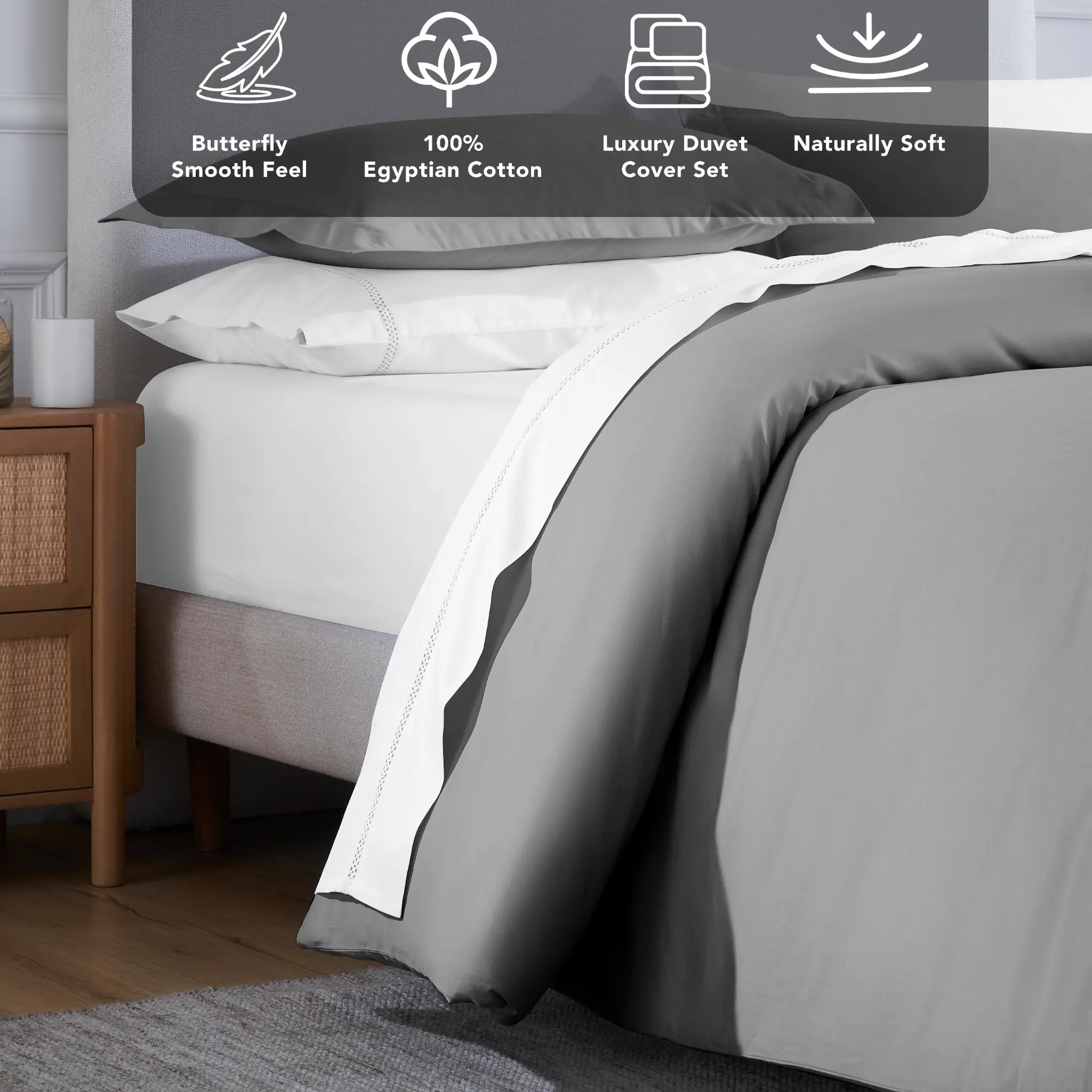 Egyptian Cotton 650 Thread Count Solid Duvet Cover Set