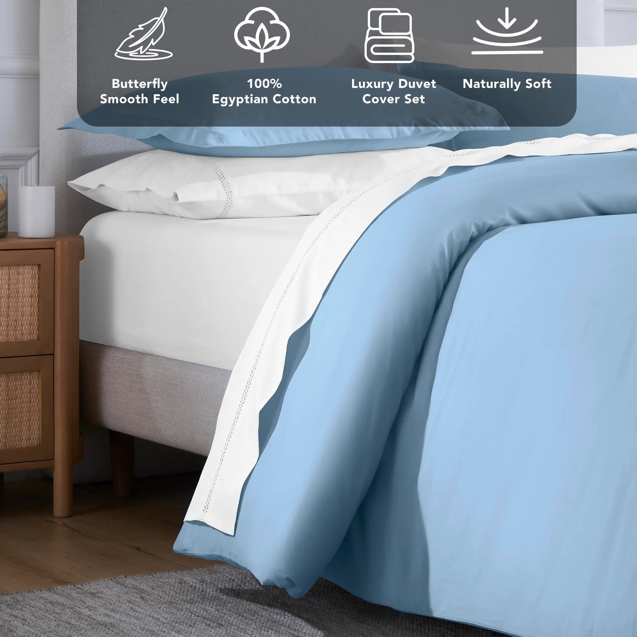 Egyptian Cotton 650 Thread Count Solid Duvet Cover Set