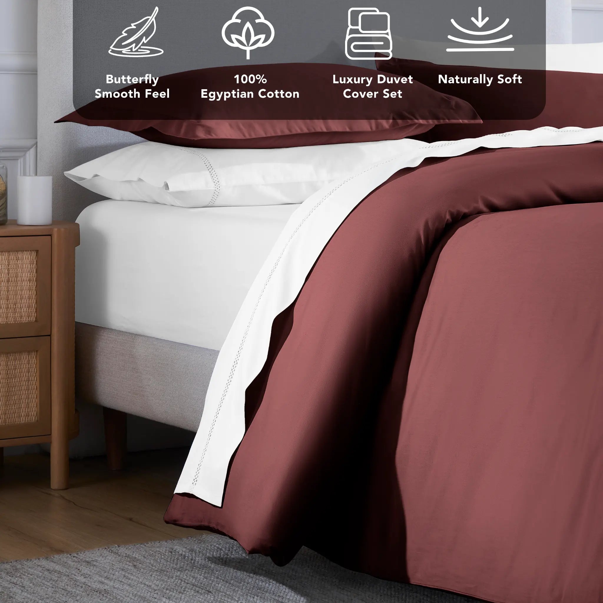 Egyptian Cotton 650 Thread Count Solid Duvet Cover Set