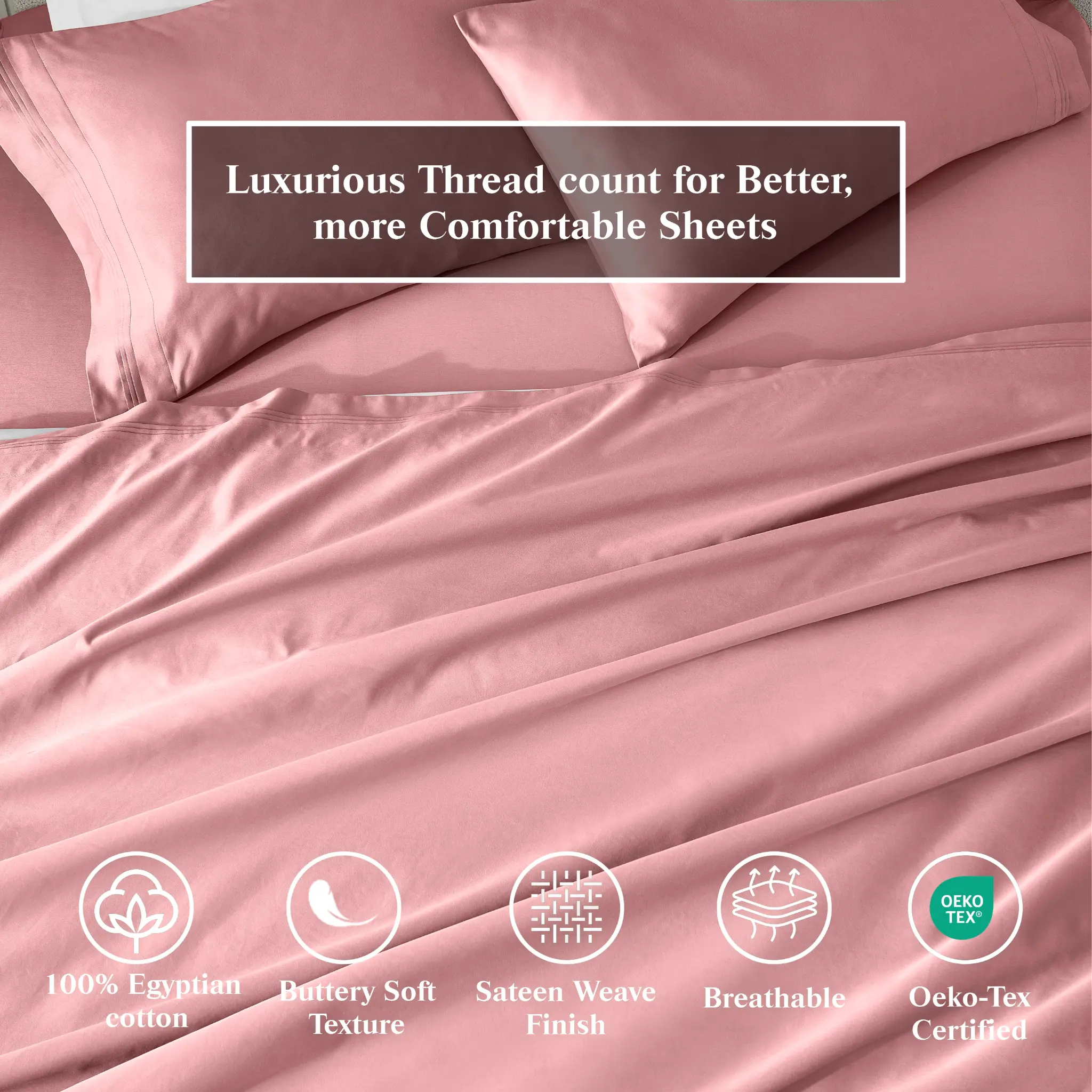 650 Thread Count Egyptian Cotton Solid Pillowcase Set