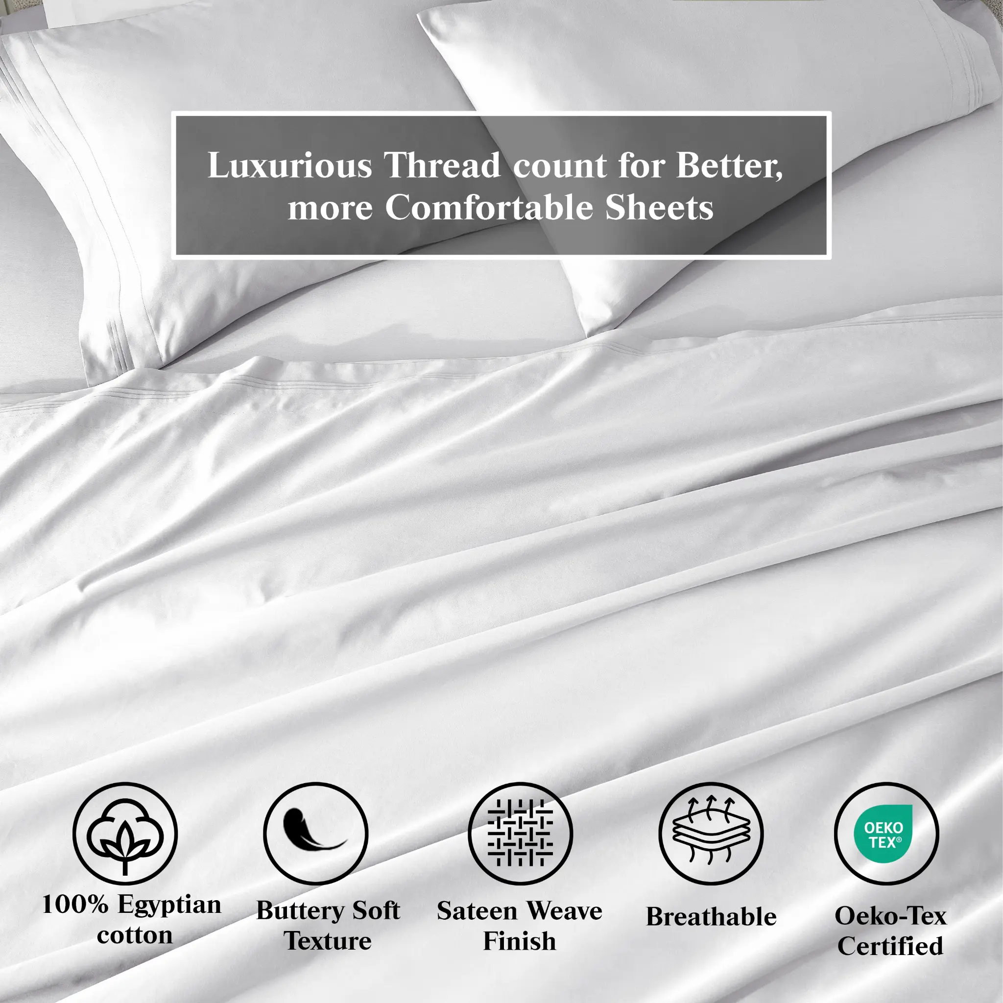650 Thread Count Egyptian Cotton Solid Pillowcase Set