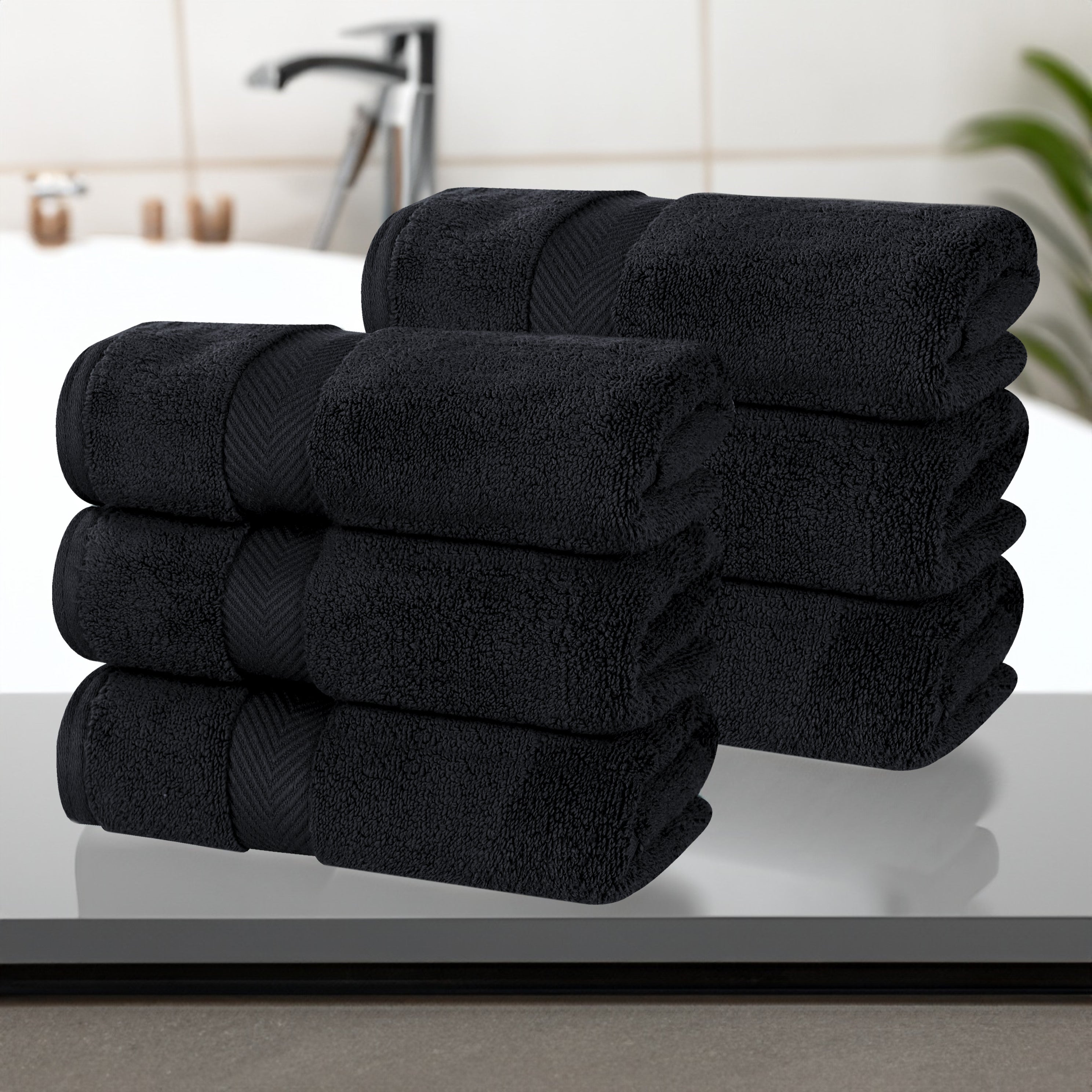 Zero Twist Cotton Solid Ultra-Soft Absorbent Hand Towel Set of 6 - Omnigoodsstore