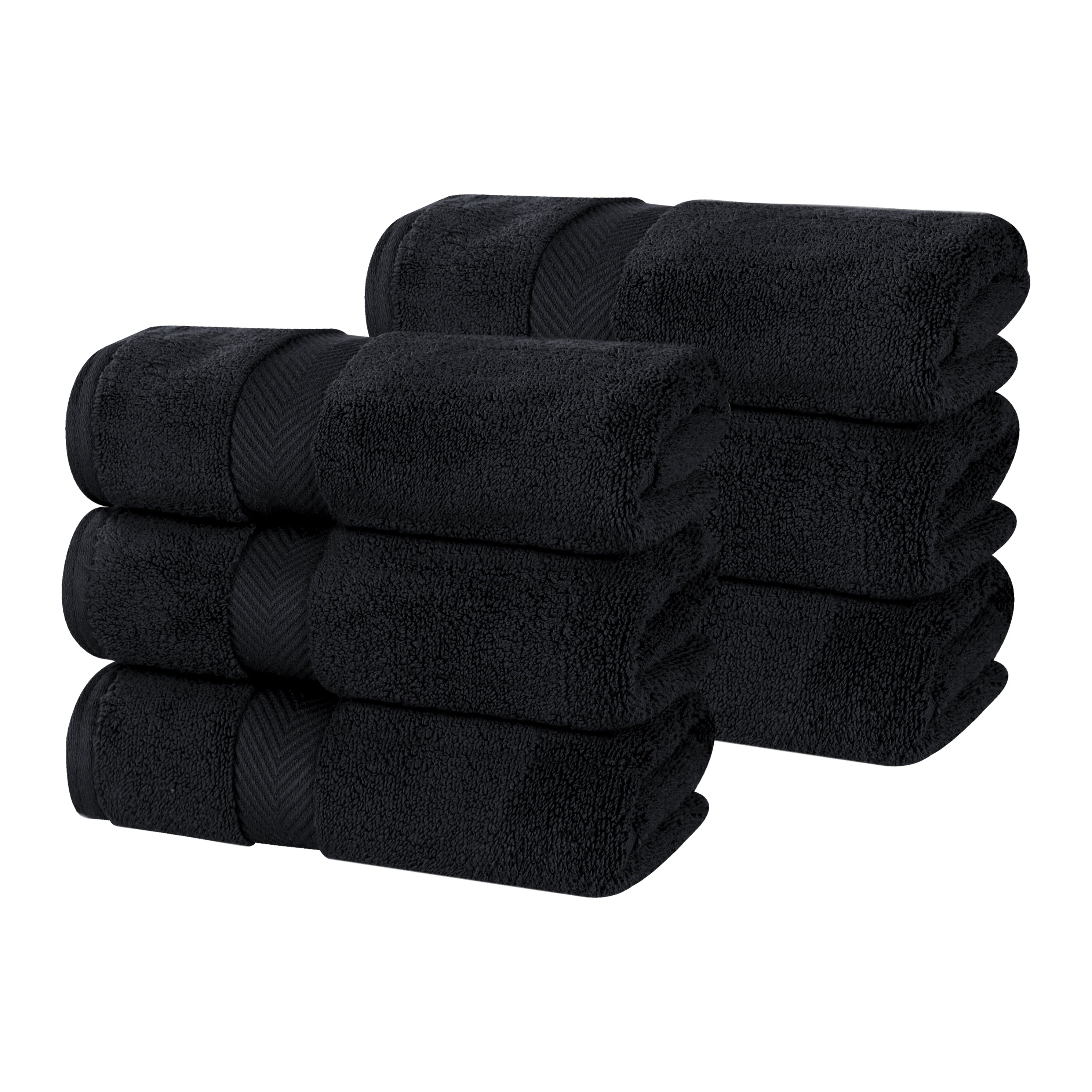 Zero Twist Cotton Solid Ultra-Soft Absorbent Hand Towel Set of 6 - Omnigoodsstore